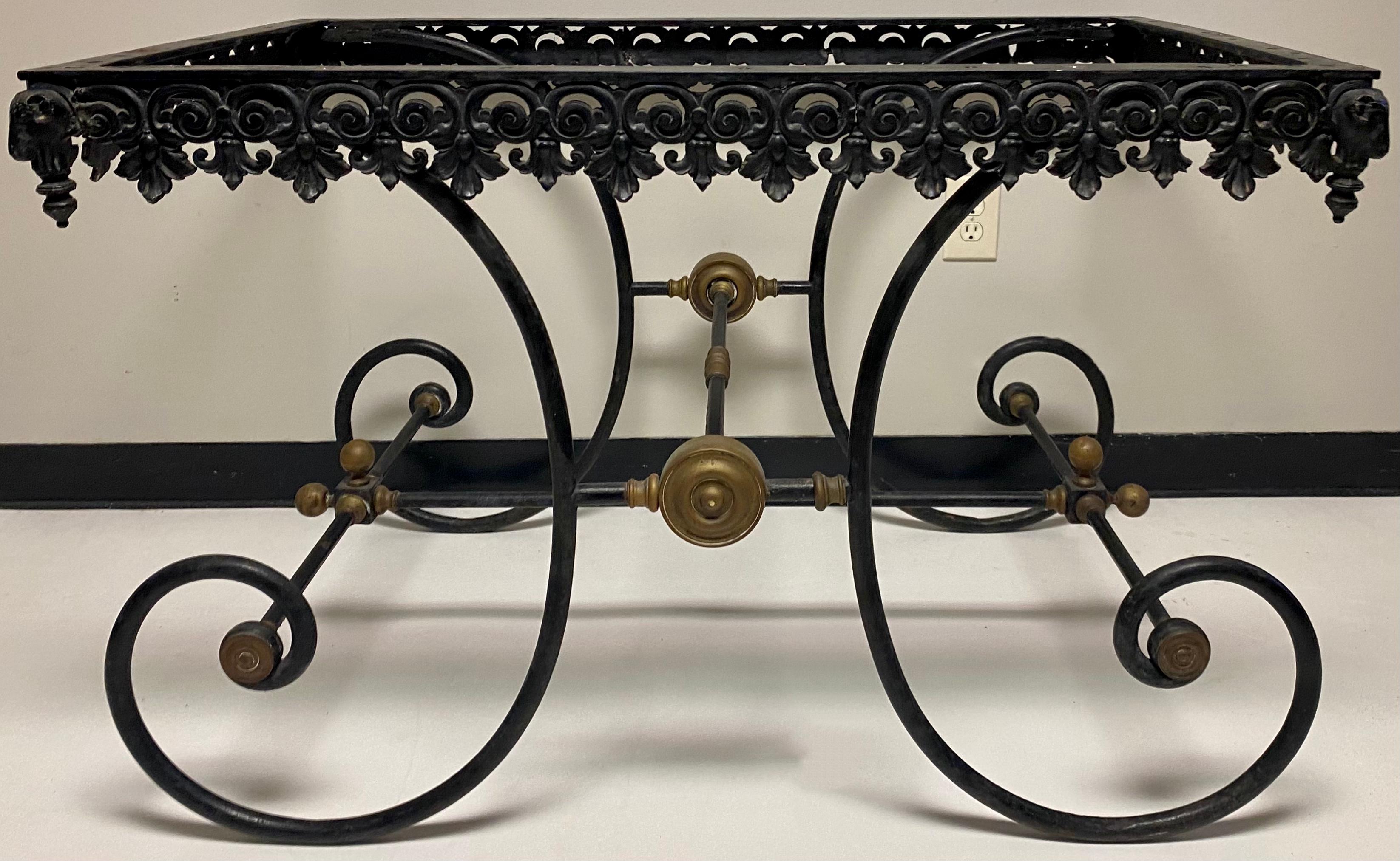 19th Century French Neoclassical Ram’s Head Iron & Marble Baker’s Table 6