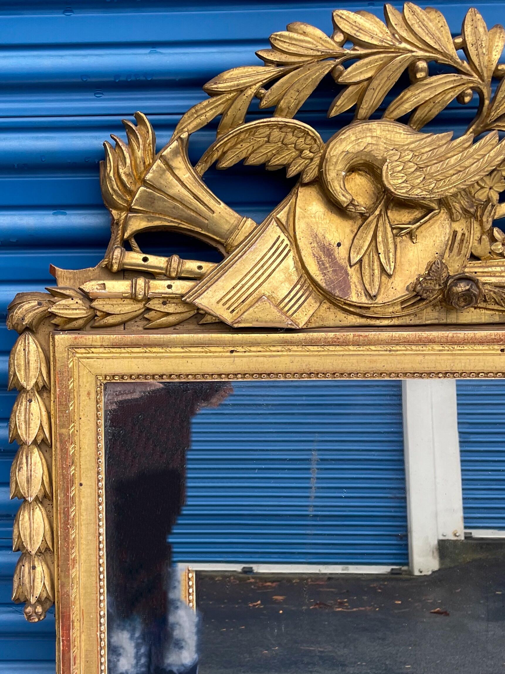 Late 19th Century 19th Century French Neo-Classical Style Carved Giltwood Mirror