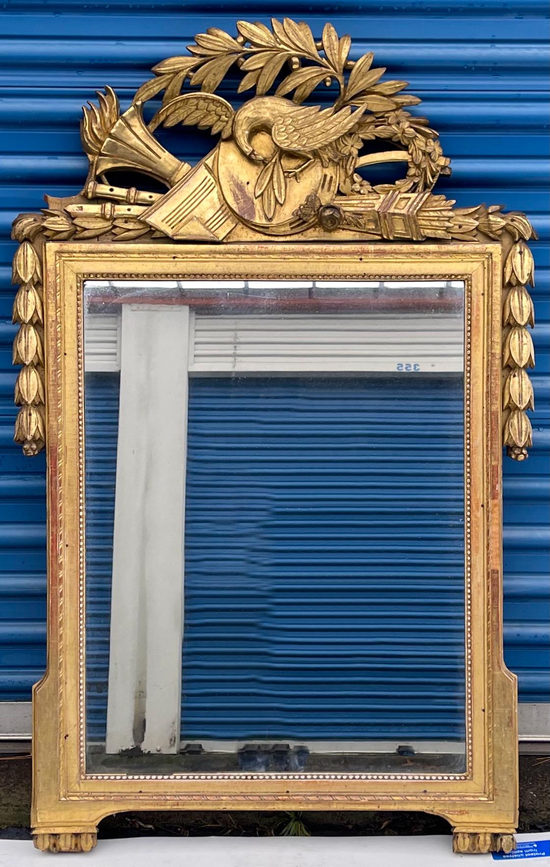 19th Century French Neo-Classical Style Carved Giltwood Mirror 1