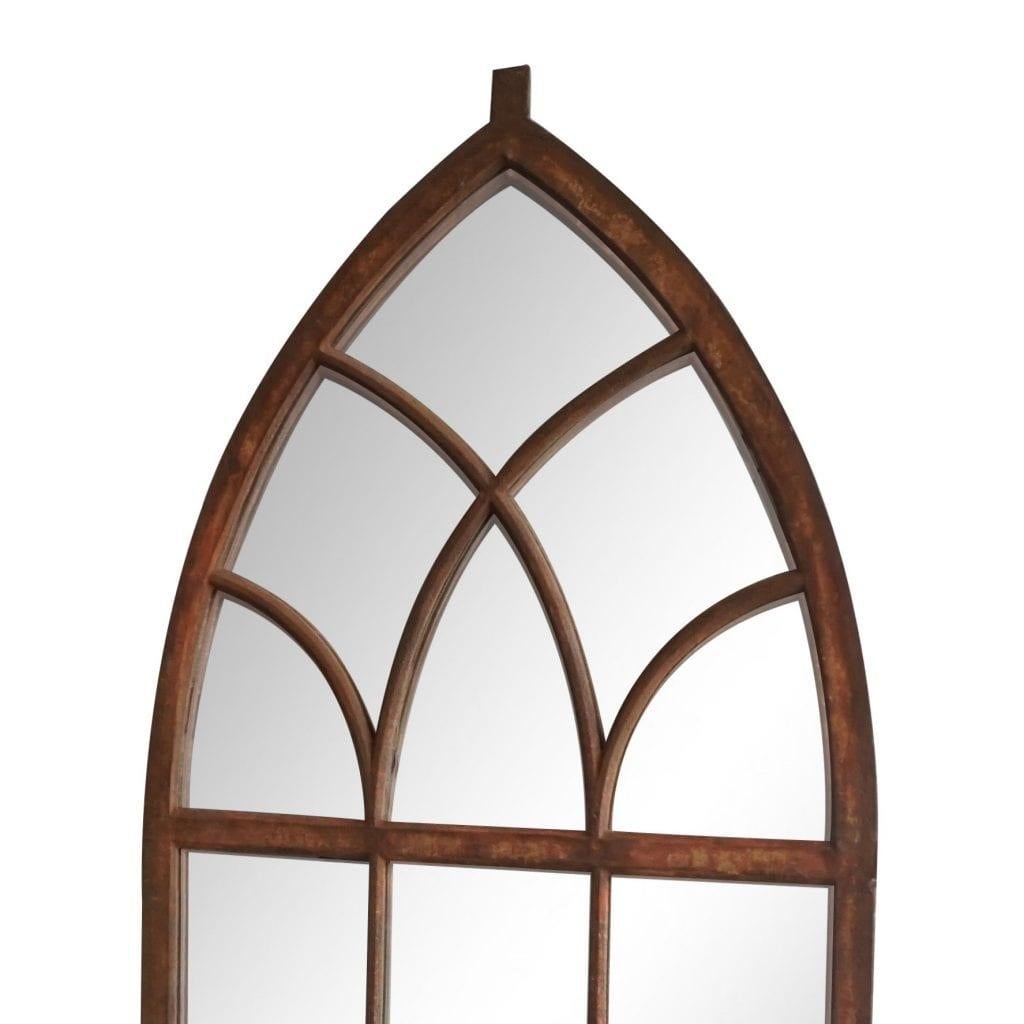 Cast 19th Century French Neo-Gothic Metal Etange Wall Mirror