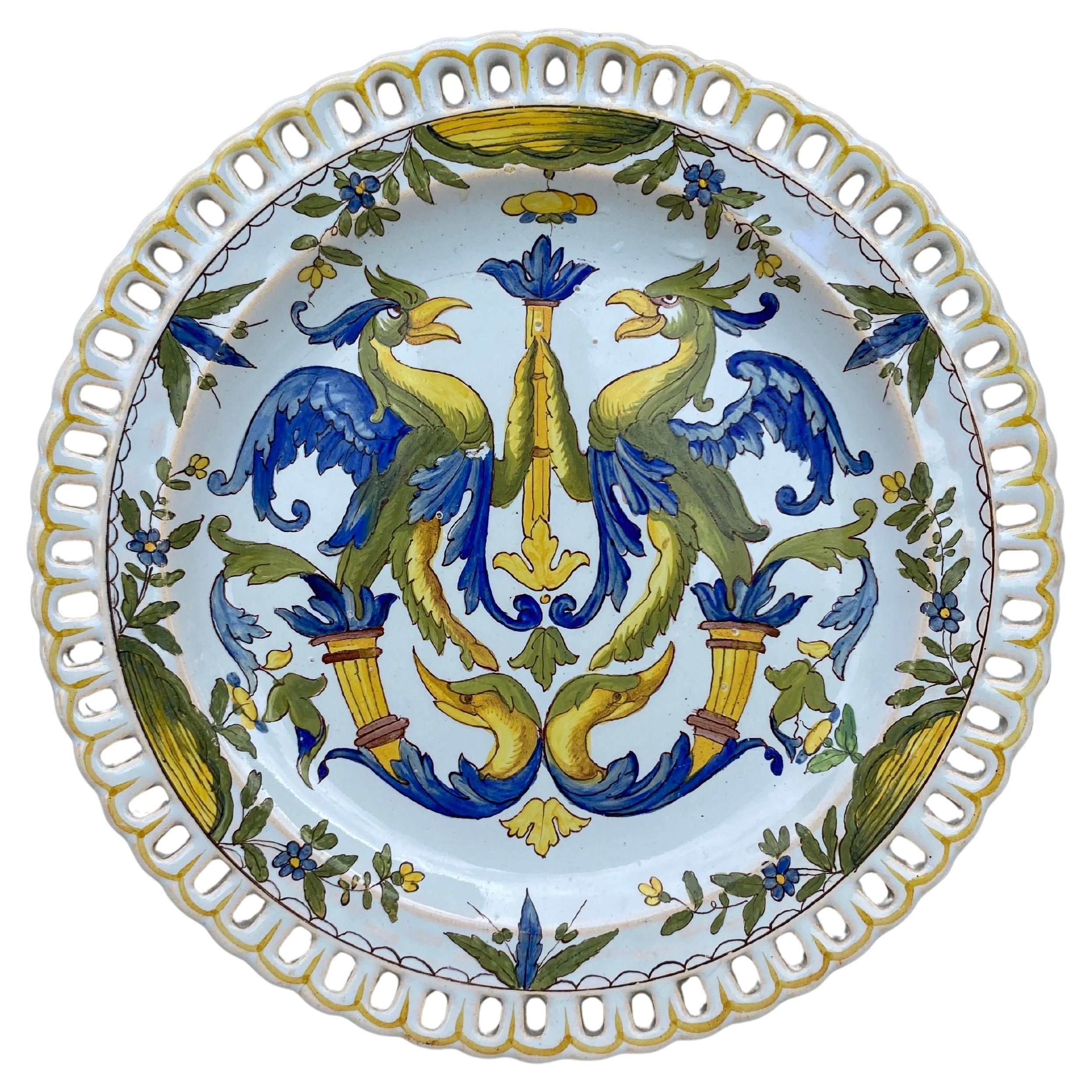 19th Century French Neo Renaissance Griffins Reticulated Plate