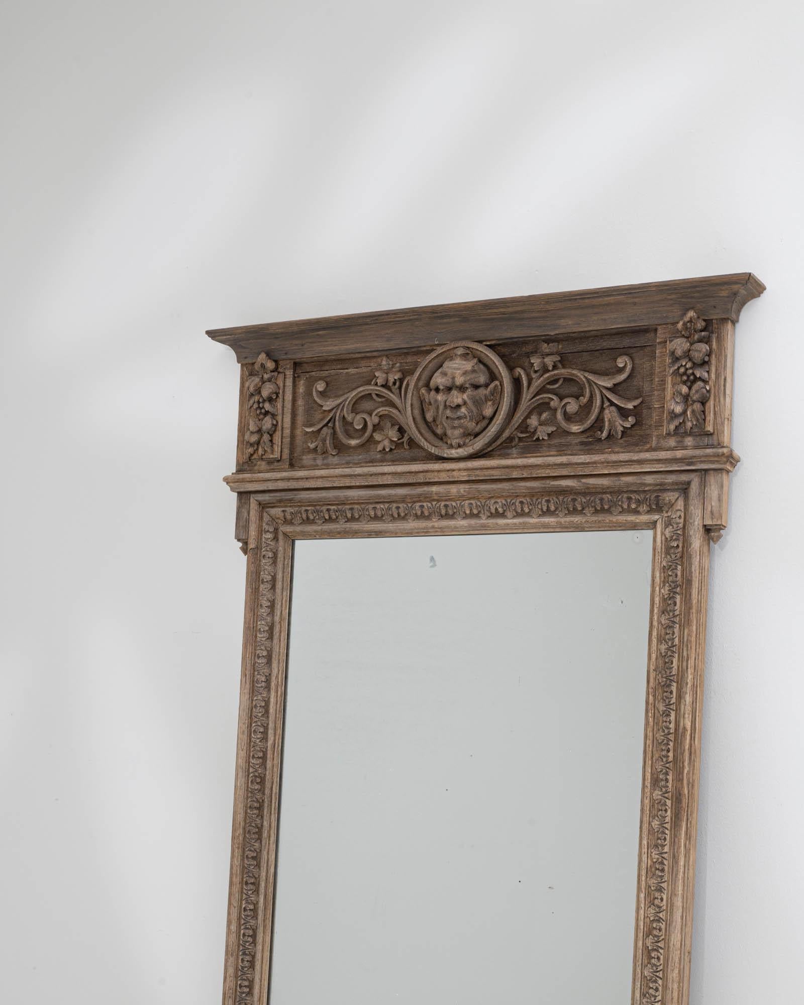 19th Century French Neo Renaissance Oak Trumeau Mirror 1