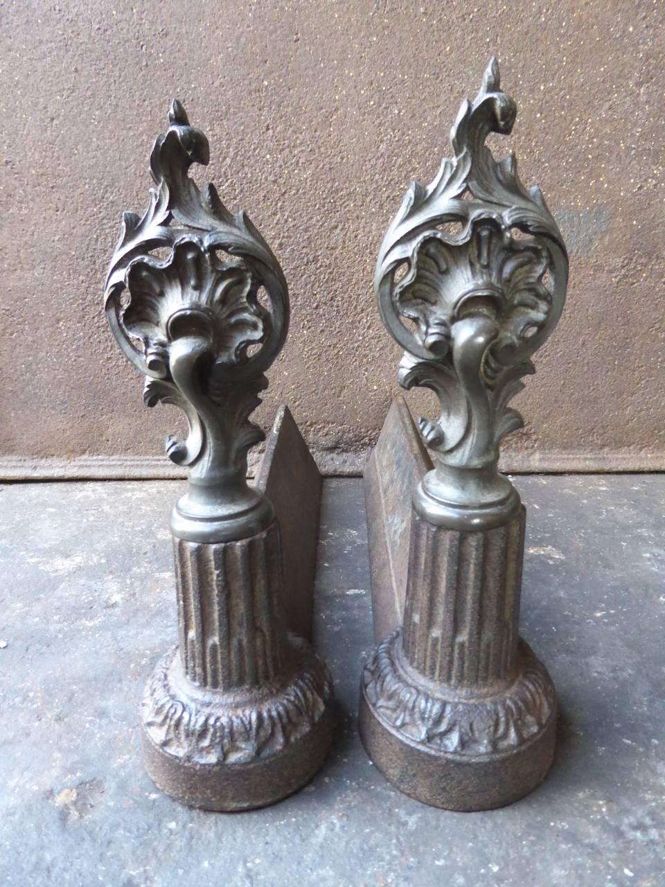 Iron 19th Century French Neoclassical Andirons or Firedogs