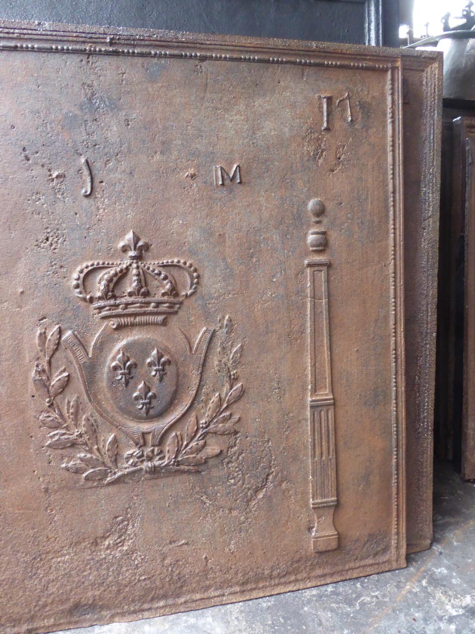 19th Century French Neoclassical 'Arms of France' Fireback 1