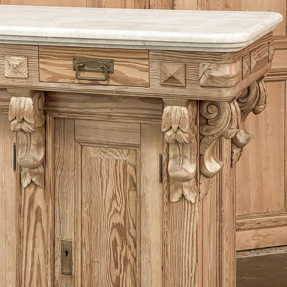 19th Century French Neoclassical Bar ~ Counter with Carrara Marble Top For Sale 13