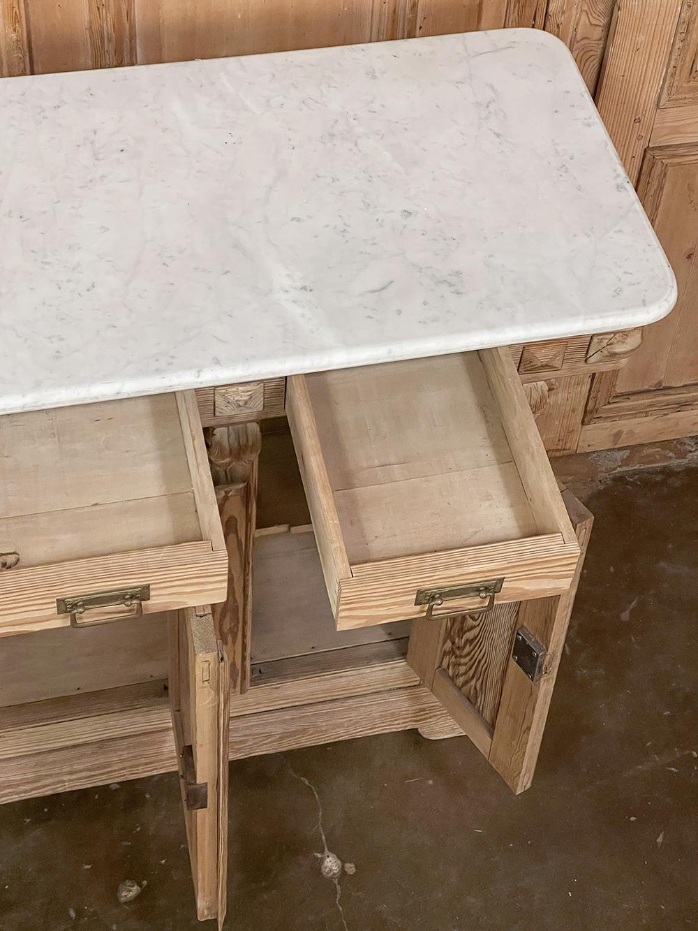 19th Century French Neoclassical Bar ~ Counter with Carrara Marble Top For Sale 1