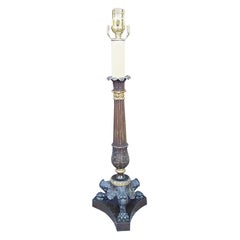 19th Century French Neoclassical Bronze and Ormolu Candlestick Lamp