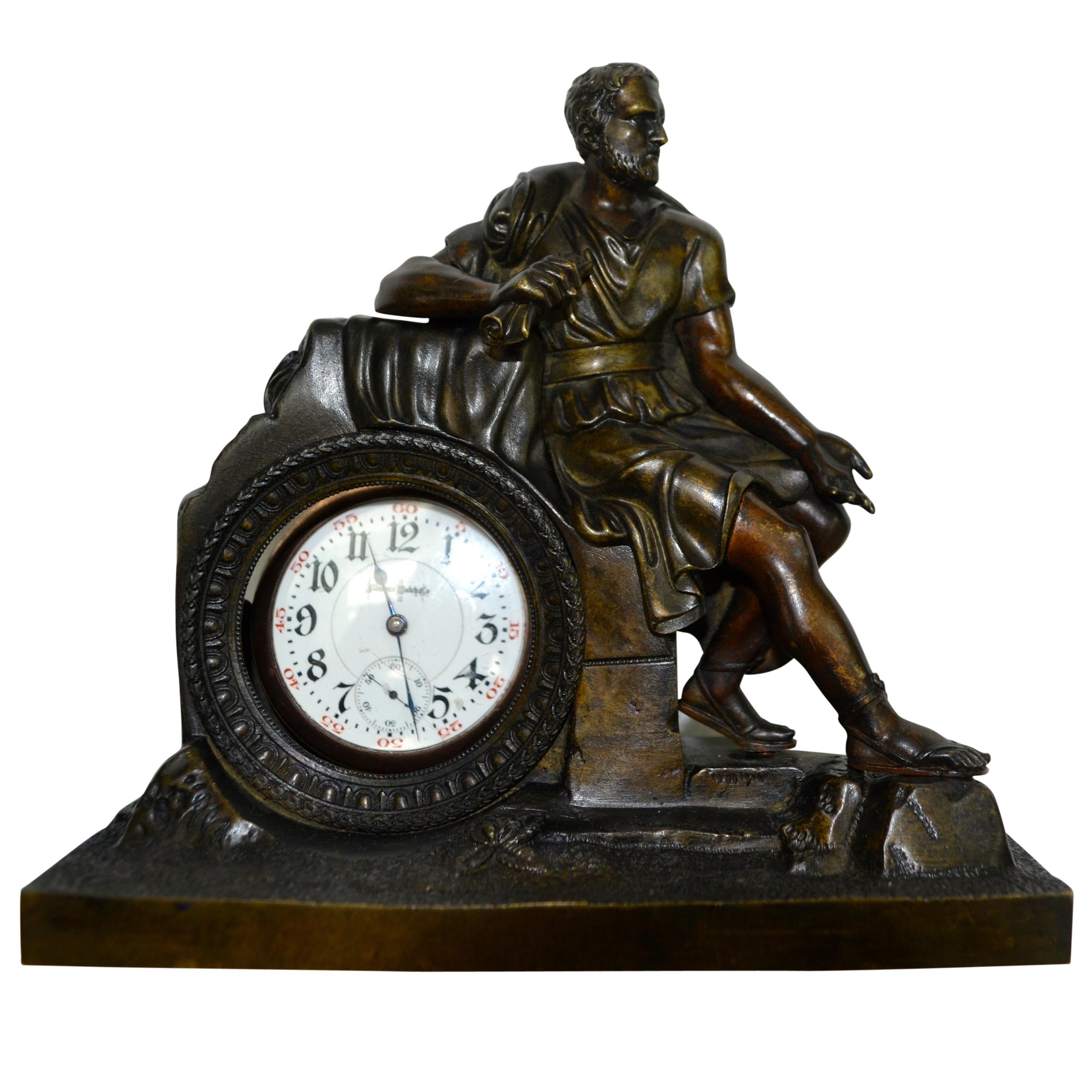 19th Century French Neoclassical Bronze "Porte Montre" or Pocket Watch Holder For Sale