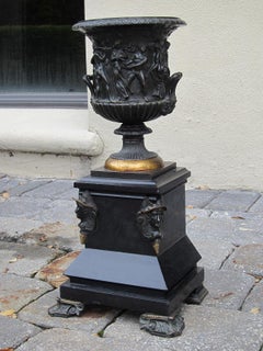 19th Century French Neoclassical Bronze Urn with Mythological Relief