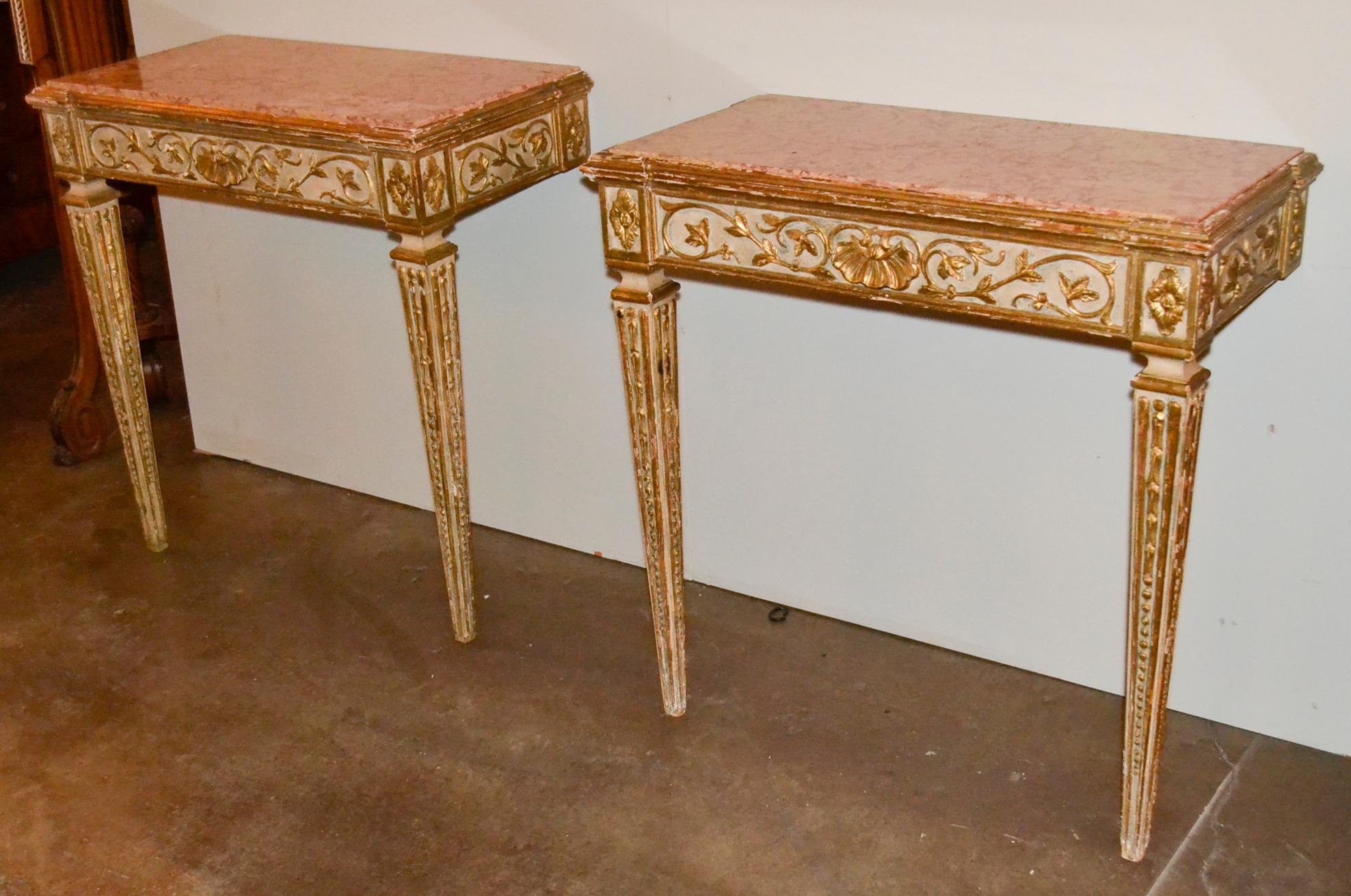 Carved 19th Century French Neoclassical Consoles
