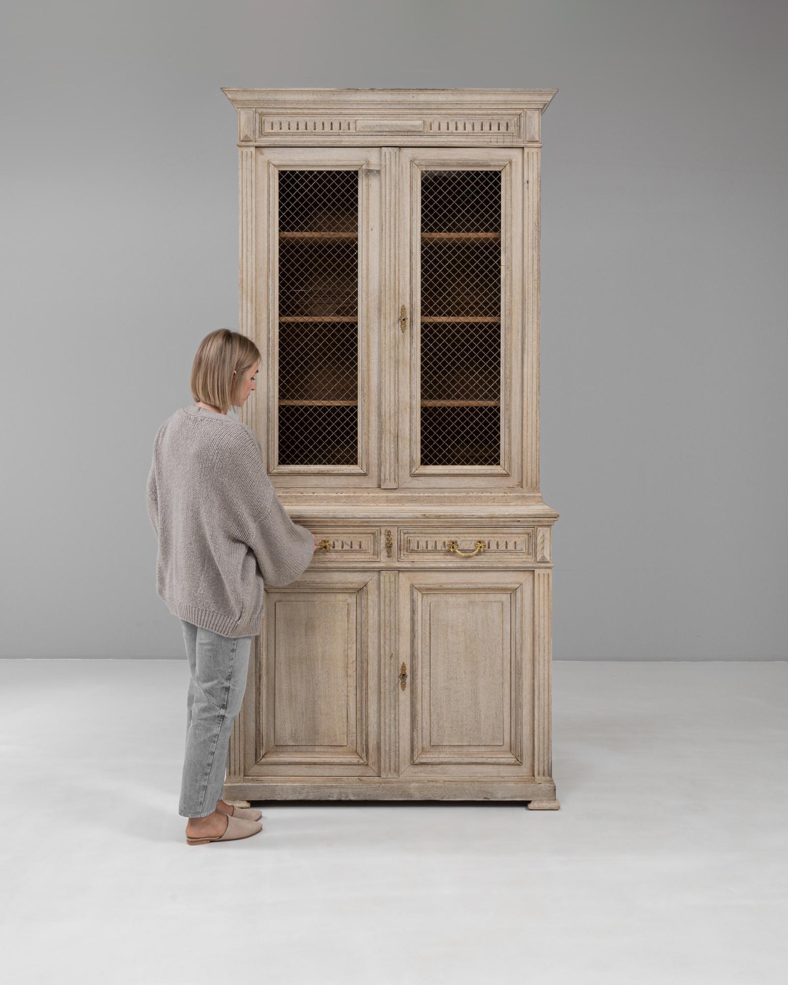Glass 19th Century French Neoclassical Display Cabinet with Wire Doors For Sale