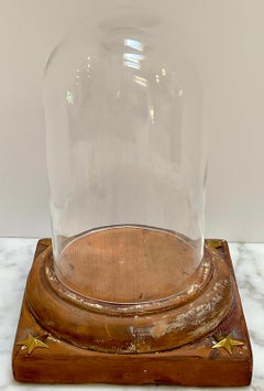 19th Century French Neoclassical Distressed Wood & Glass Cloche/Dome
