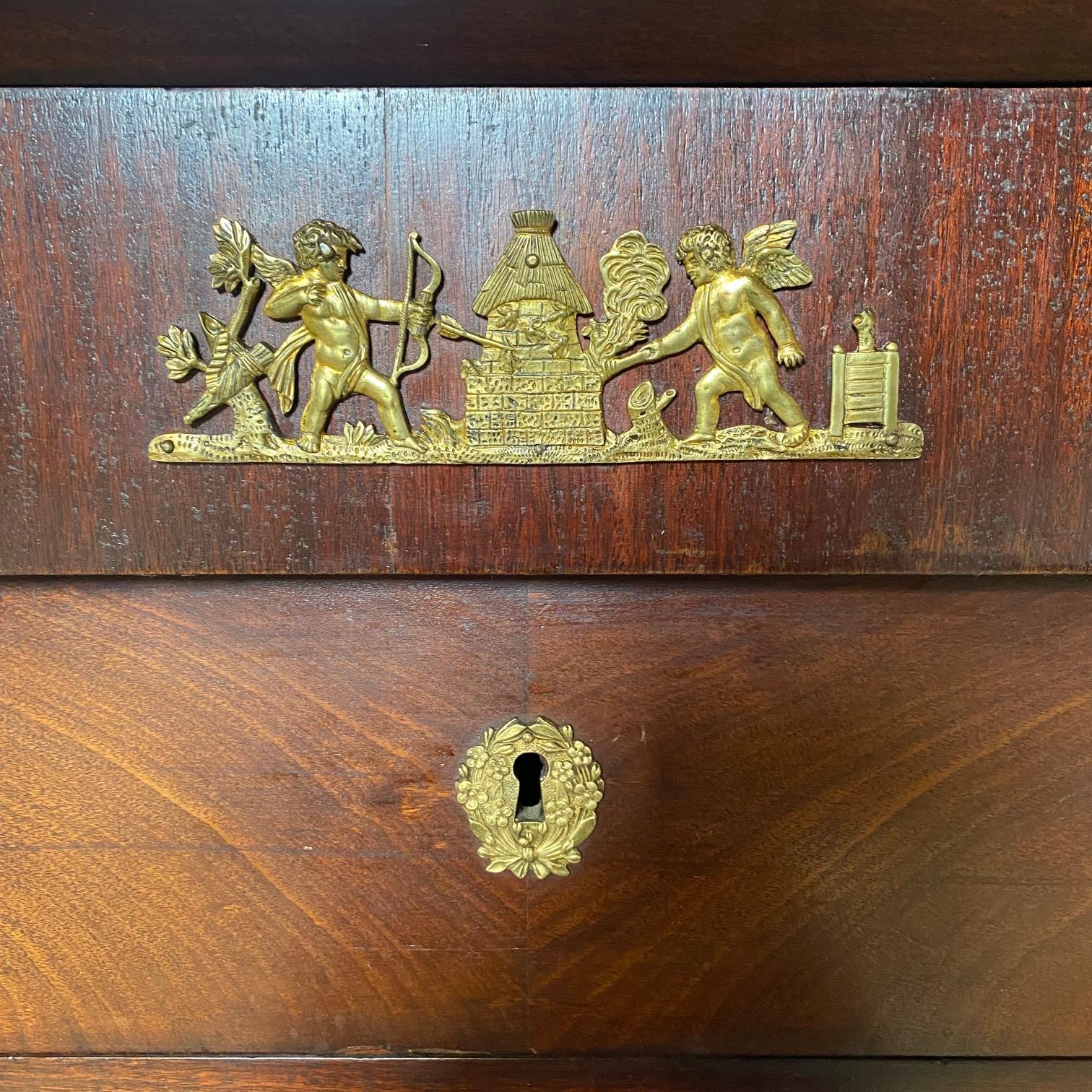 Bronzo Cassapanca per lingerie neoclassica francese del XIX secolo in bronzo e mogano in vendita
