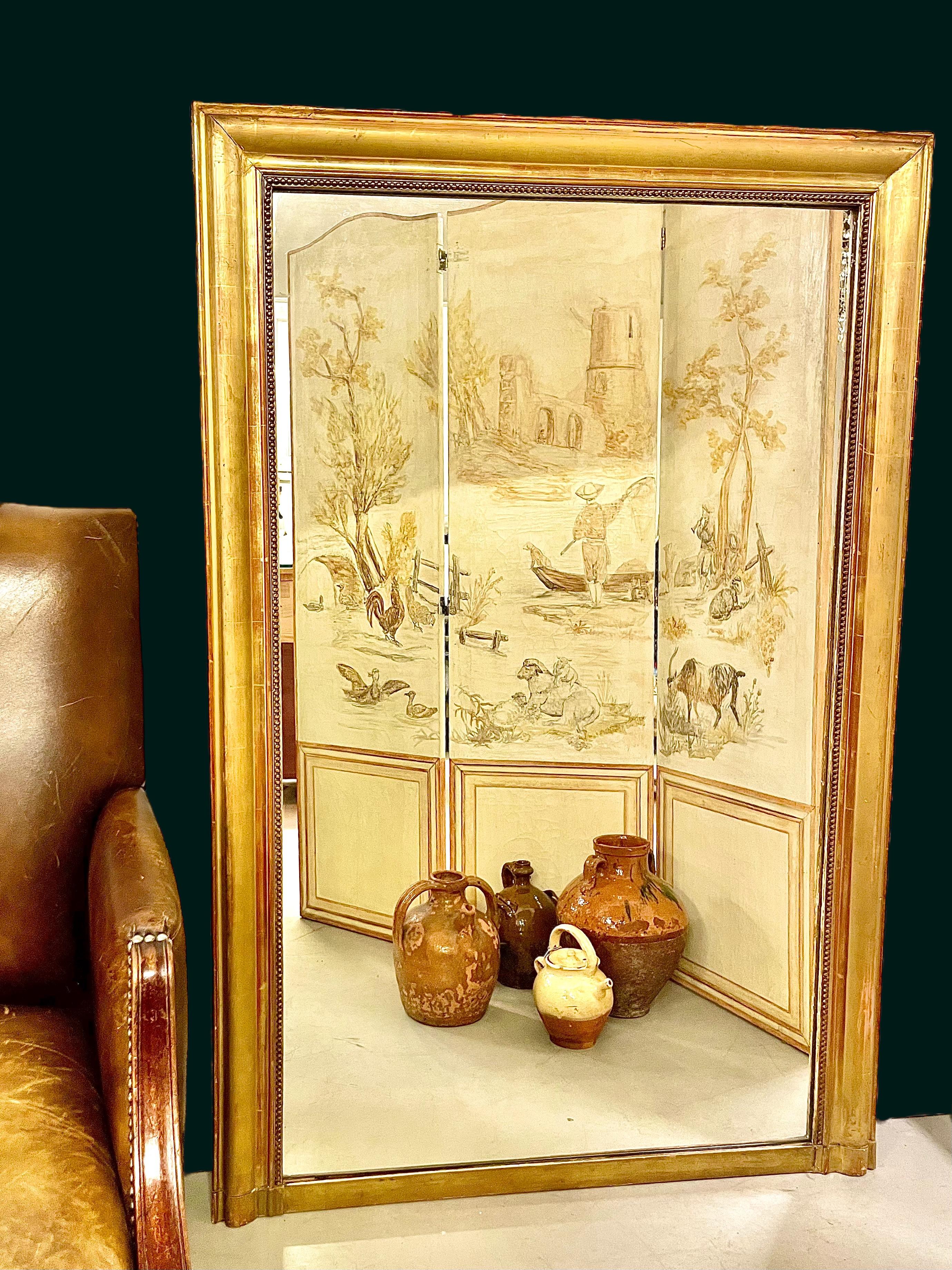 19. Jahrhundert Französisch neoklassischen Giltwood Trumeau Spiegel im Angebot 7