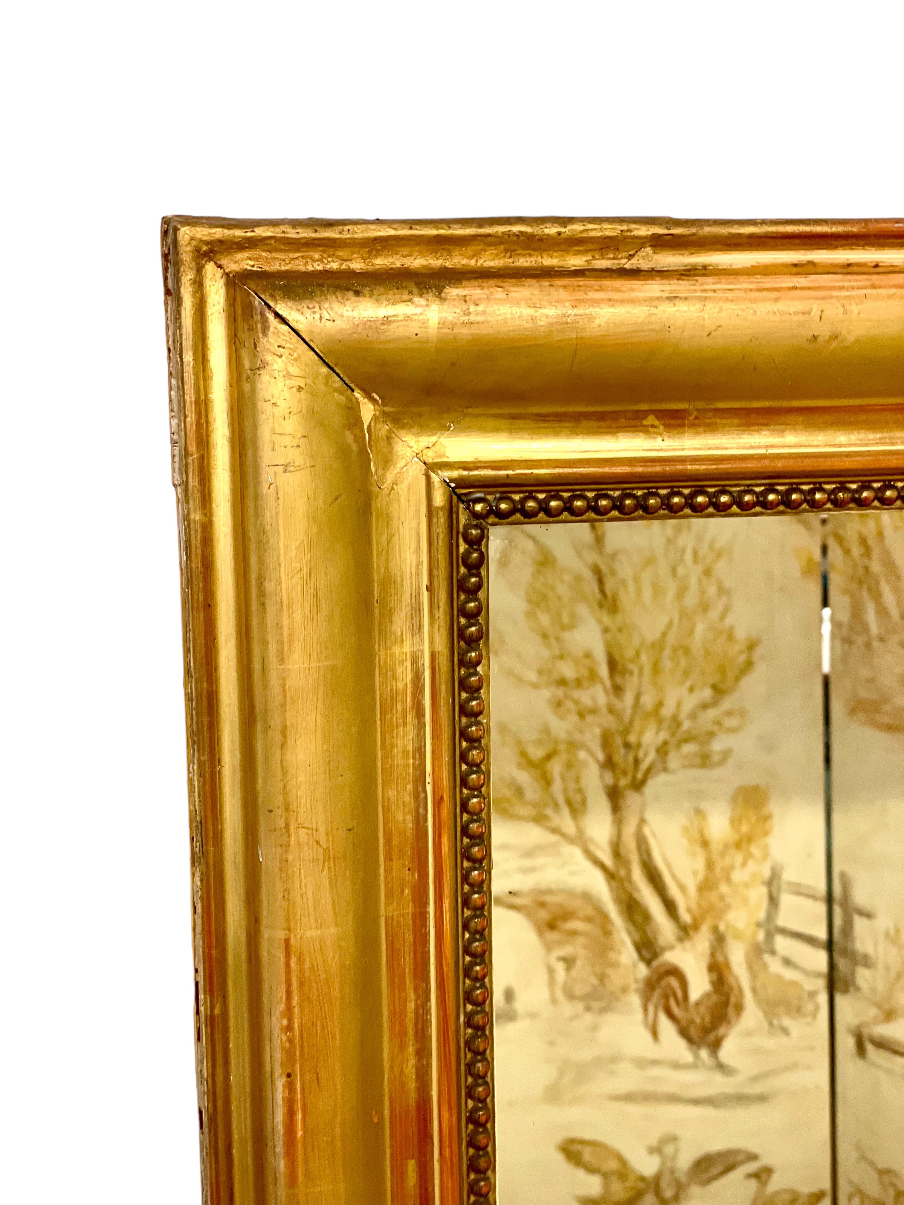 19th Century French Neoclassical Giltwood Trumeau Mirror For Sale 2