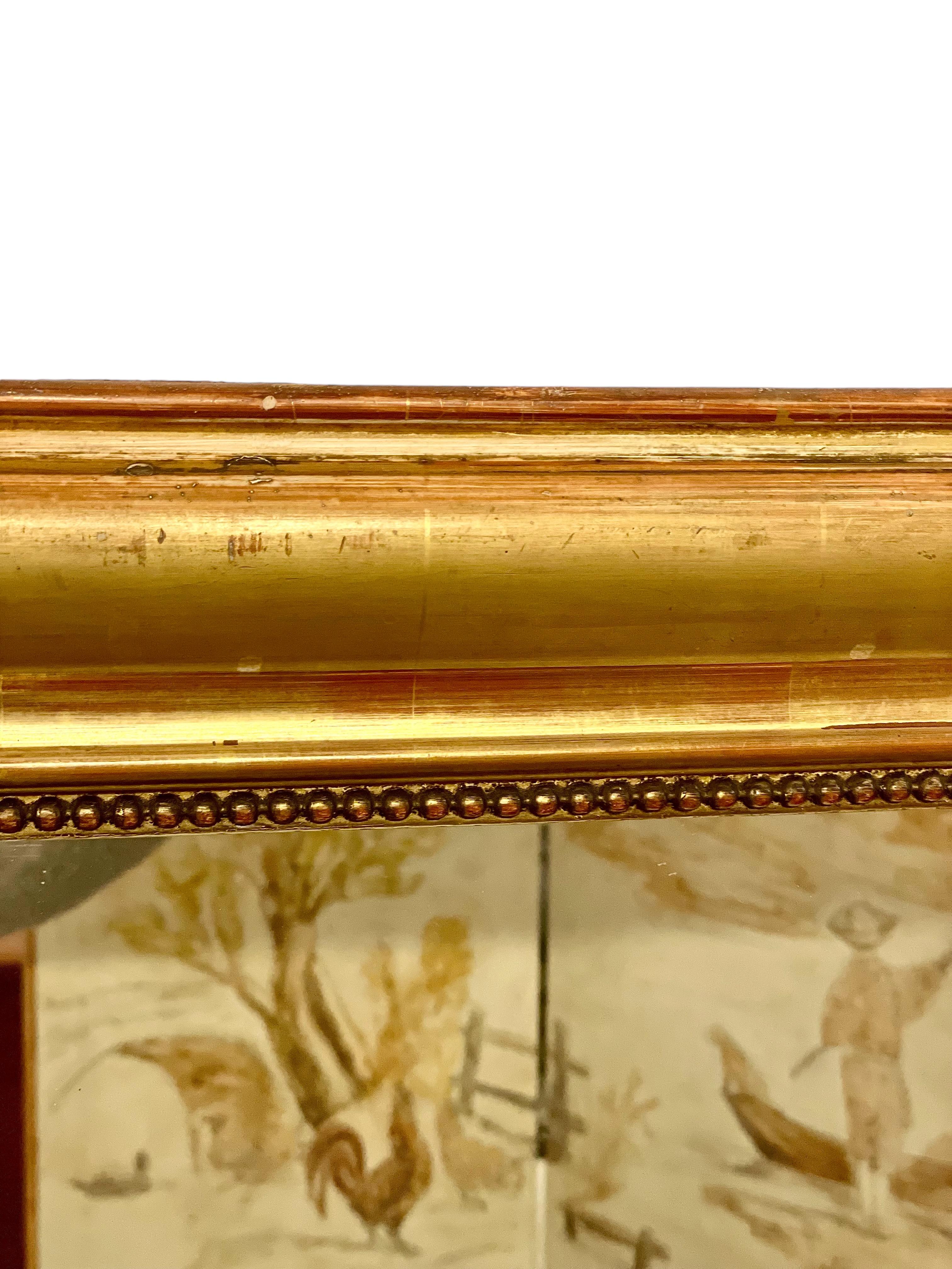 19th Century French Neoclassical Giltwood Trumeau Mirror For Sale 3