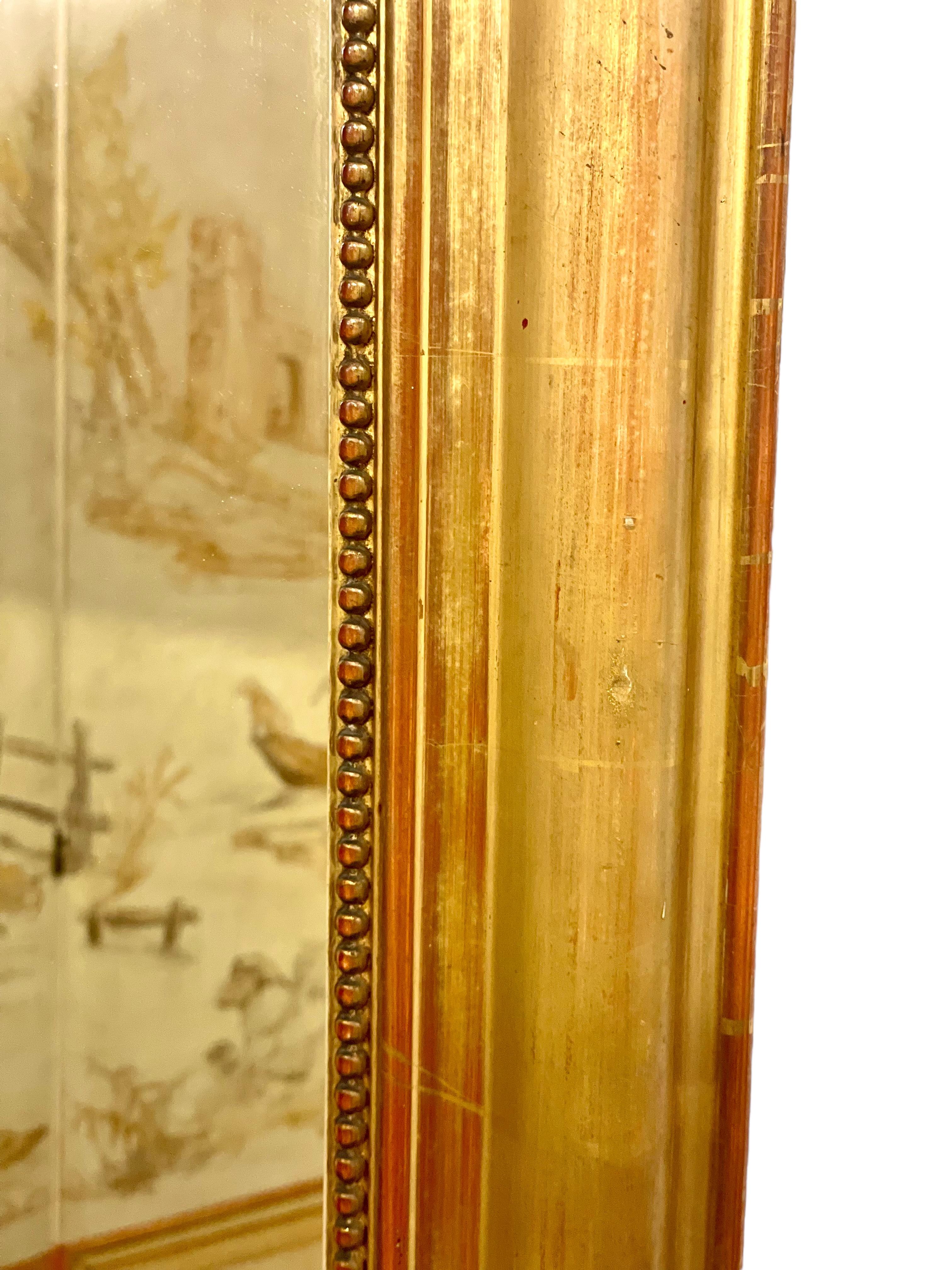 19th Century French Neoclassical Giltwood Trumeau Mirror For Sale 5