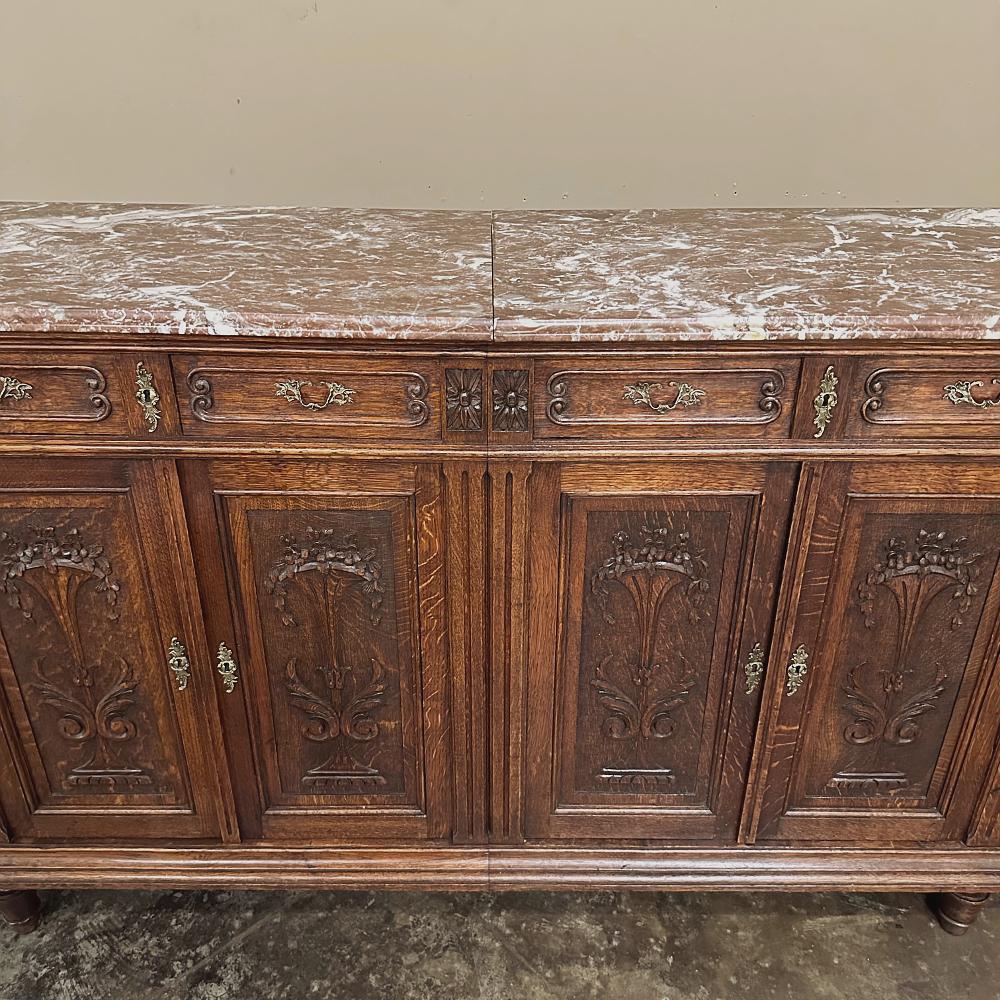Buffet neoclassico francese del XIX secolo Luigi XVI con piano in marmo ~ Credenza in vendita 5