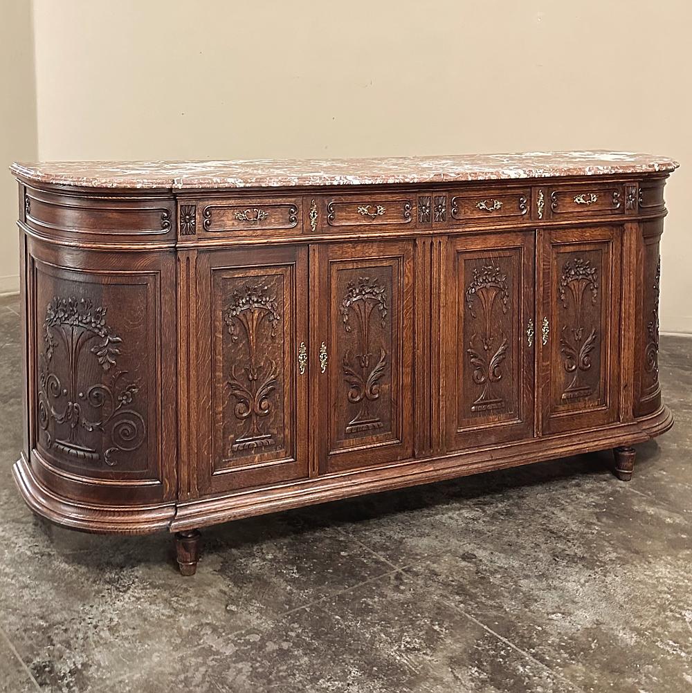 Il buffet neoclassico francese Luigi XVI con piano in marmo del 19° secolo ~ Credenza ha una profondità di 20