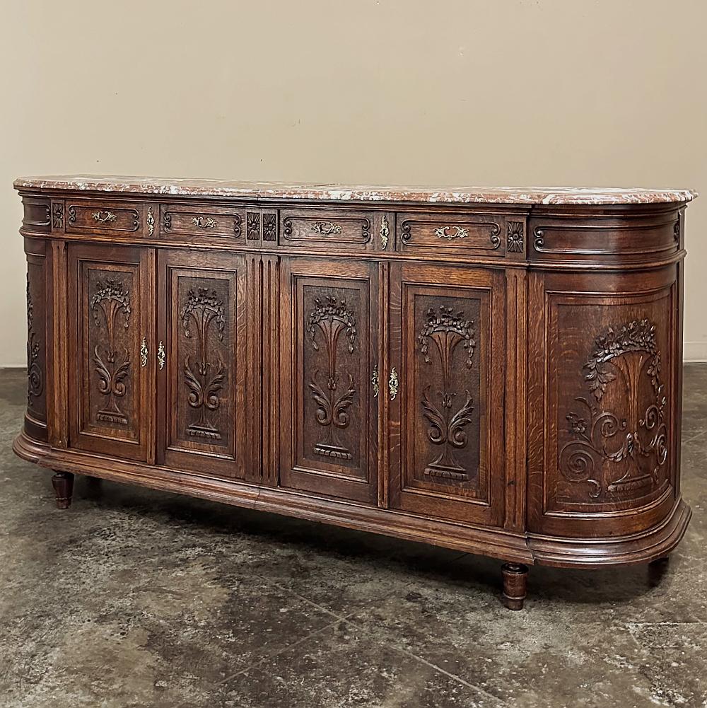 Francese Buffet neoclassico francese del XIX secolo Luigi XVI con piano in marmo ~ Credenza in vendita
