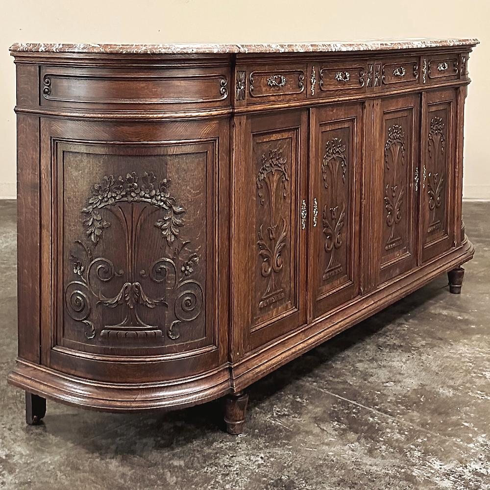 Buffet neoclassico francese del XIX secolo Luigi XVI con piano in marmo ~ Credenza In condizioni buone in vendita a Dallas, TX