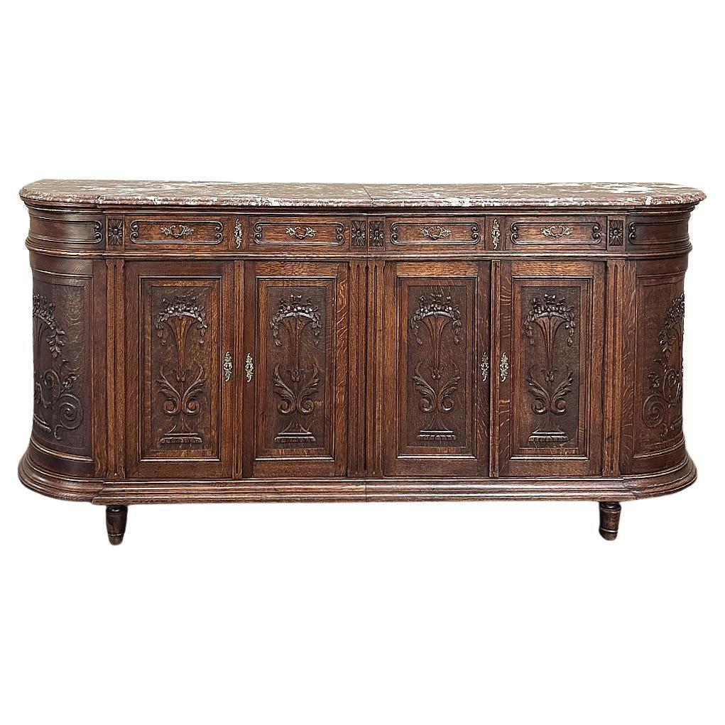 Buffet neoclassico francese del XIX secolo Luigi XVI con piano in marmo ~ Credenza in vendita
