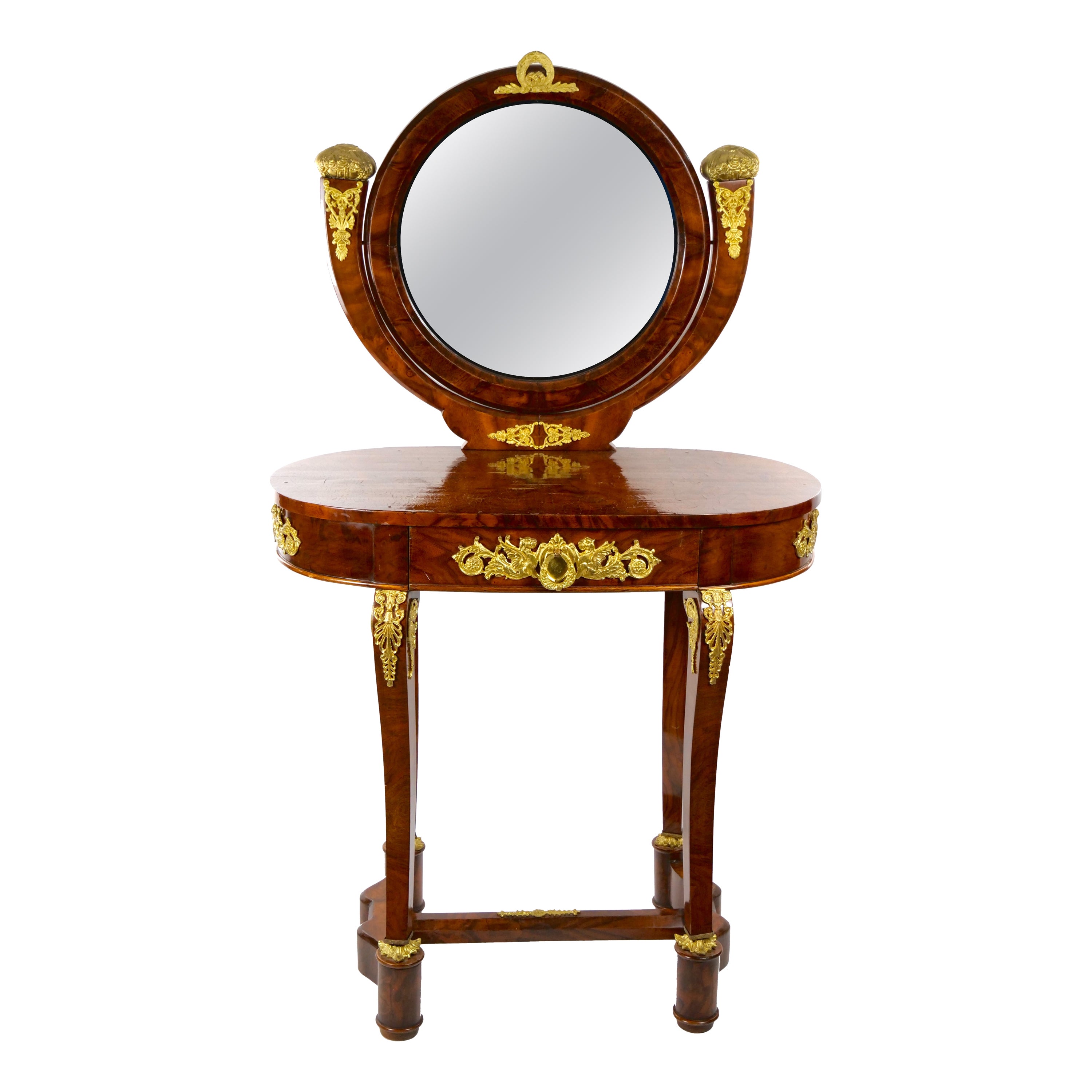 19th Century French Neoclassical Mahogany Vanity / Ormolu Mounts