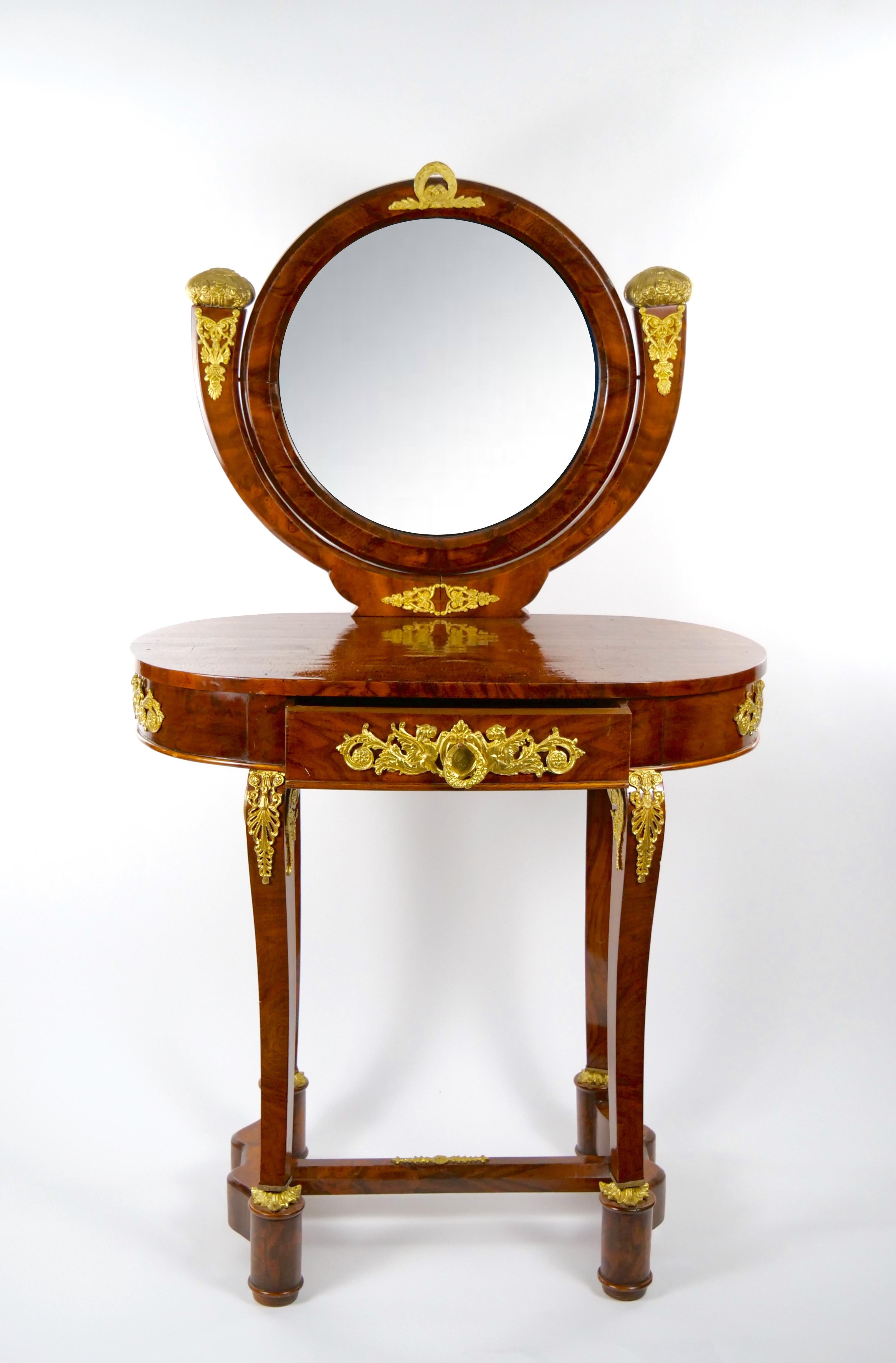 19th Century French Neoclassical Mahogany Vanity / Ormolu Mounts For Sale 4