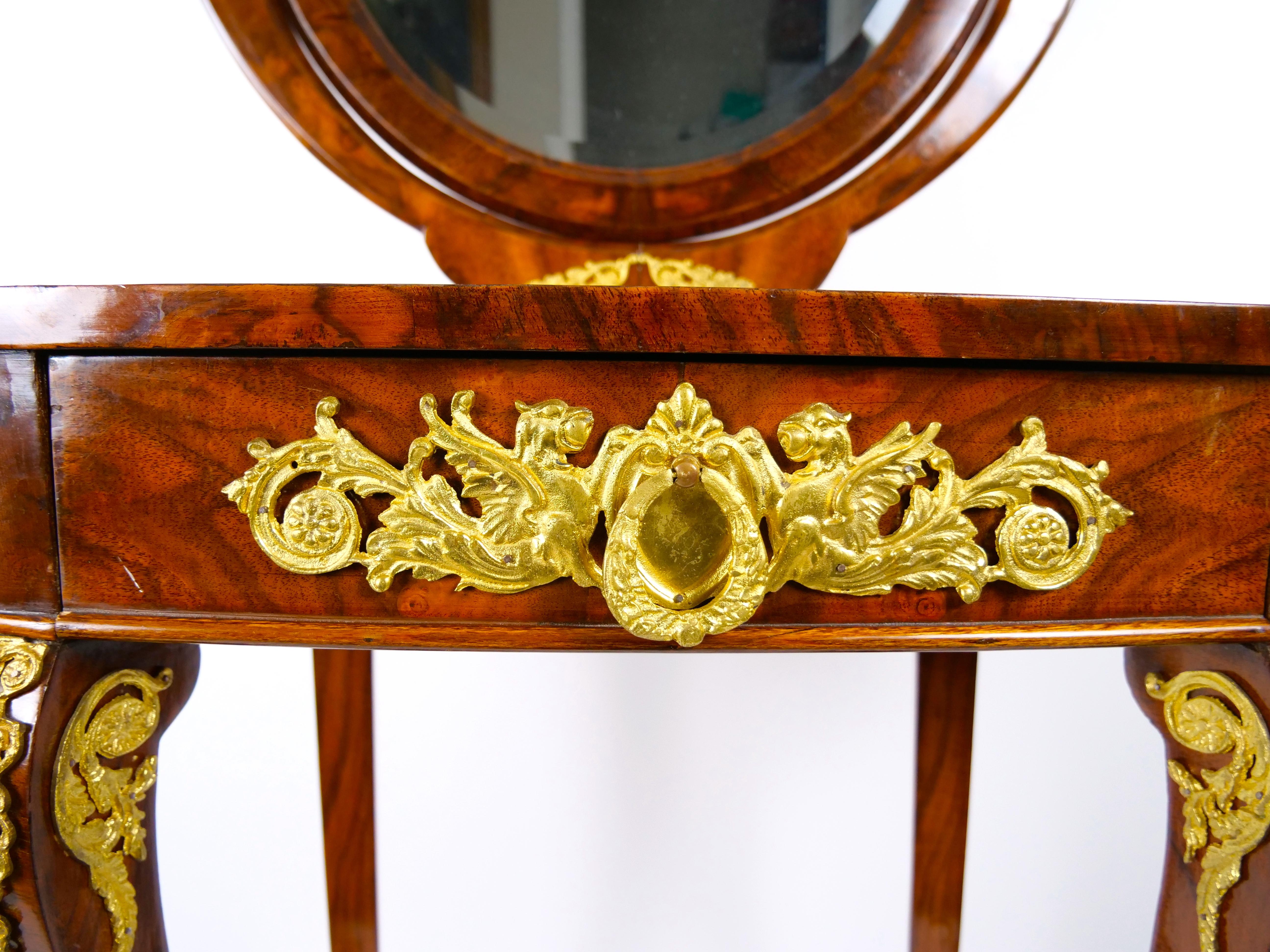 19th Century French Neoclassical Mahogany Vanity / Ormolu Mounts For Sale 6