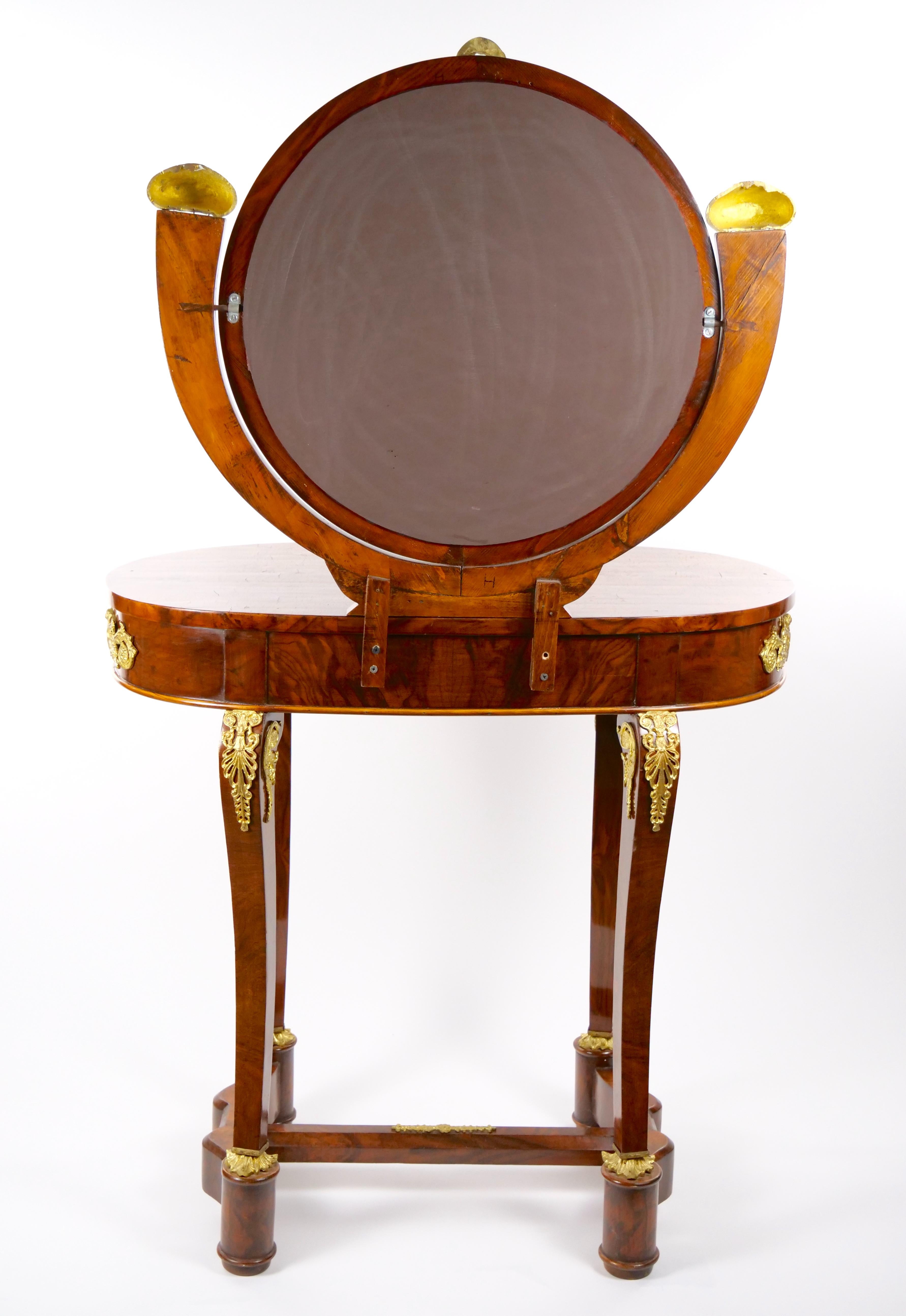 19th Century French Neoclassical Mahogany Vanity / Ormolu Mounts For Sale 7