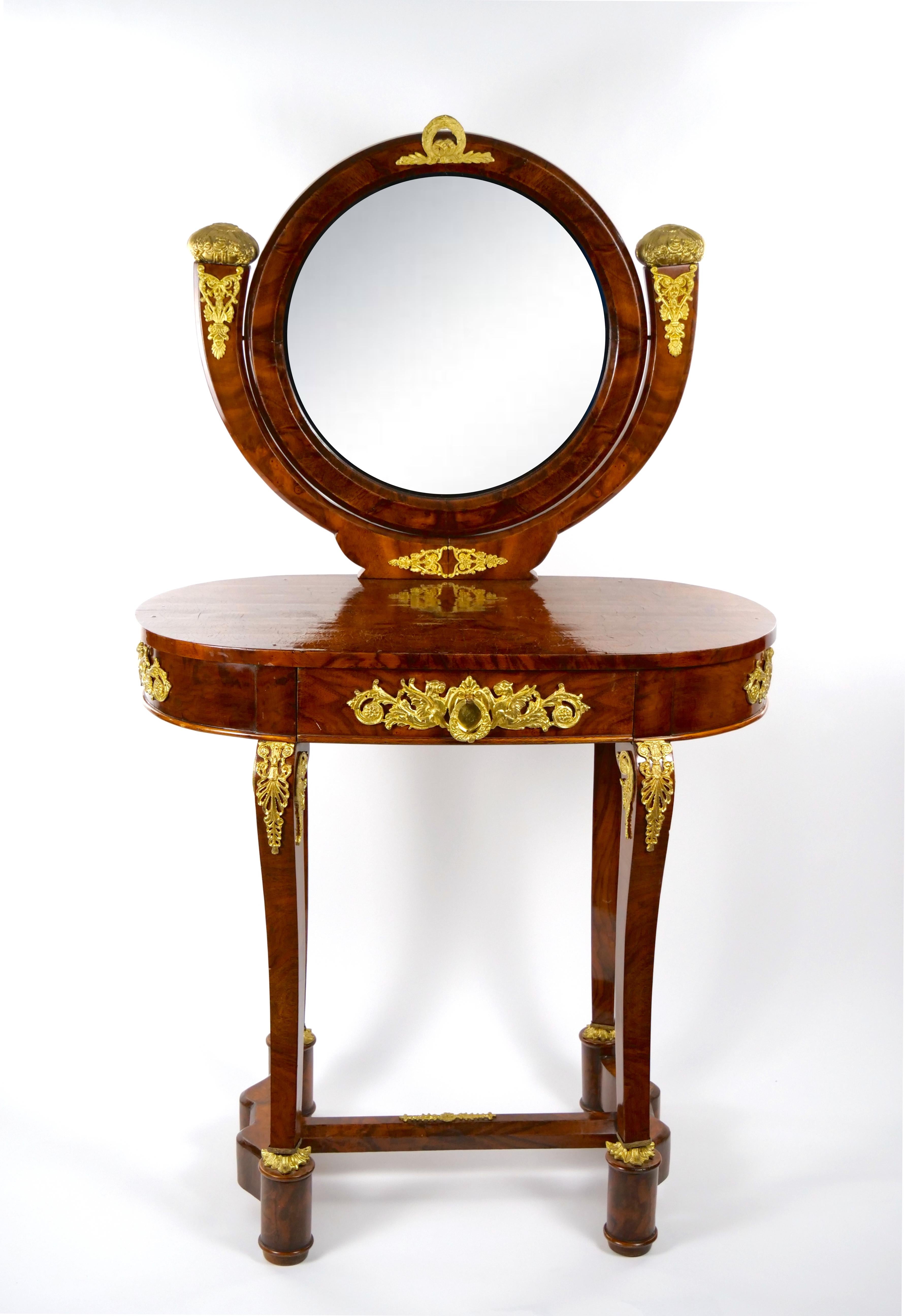19th Century French Neoclassical Mahogany Vanity / Ormolu Mounts For Sale 8