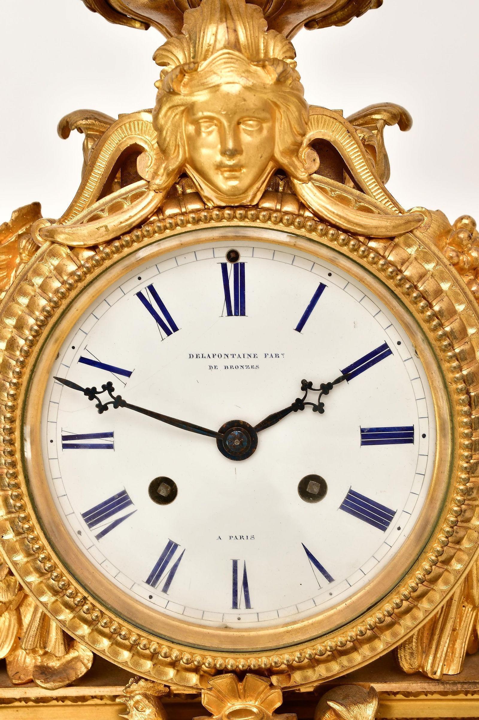 Beeindruckende und sehr feine Qualität Mantel Louis XVI-Stil Uhr, 28 mal 26 mal 12 1/2 Zoll, von Delafontaine von Paris mit Bewegung von Honore Pons.