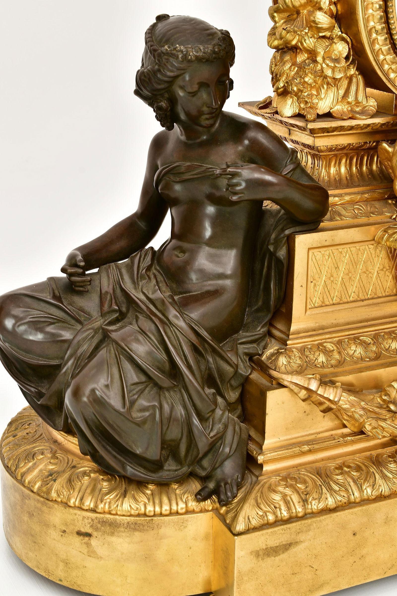 Französische Kaminsimsuhr im neoklassischen Stil des 19. Jahrhunderts von Delafontaine aus Paris (Neoklassisch) im Angebot