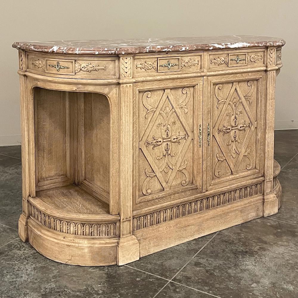 Hand-Crafted 19th Century French Neoclassical Marble Top Buffet For Sale