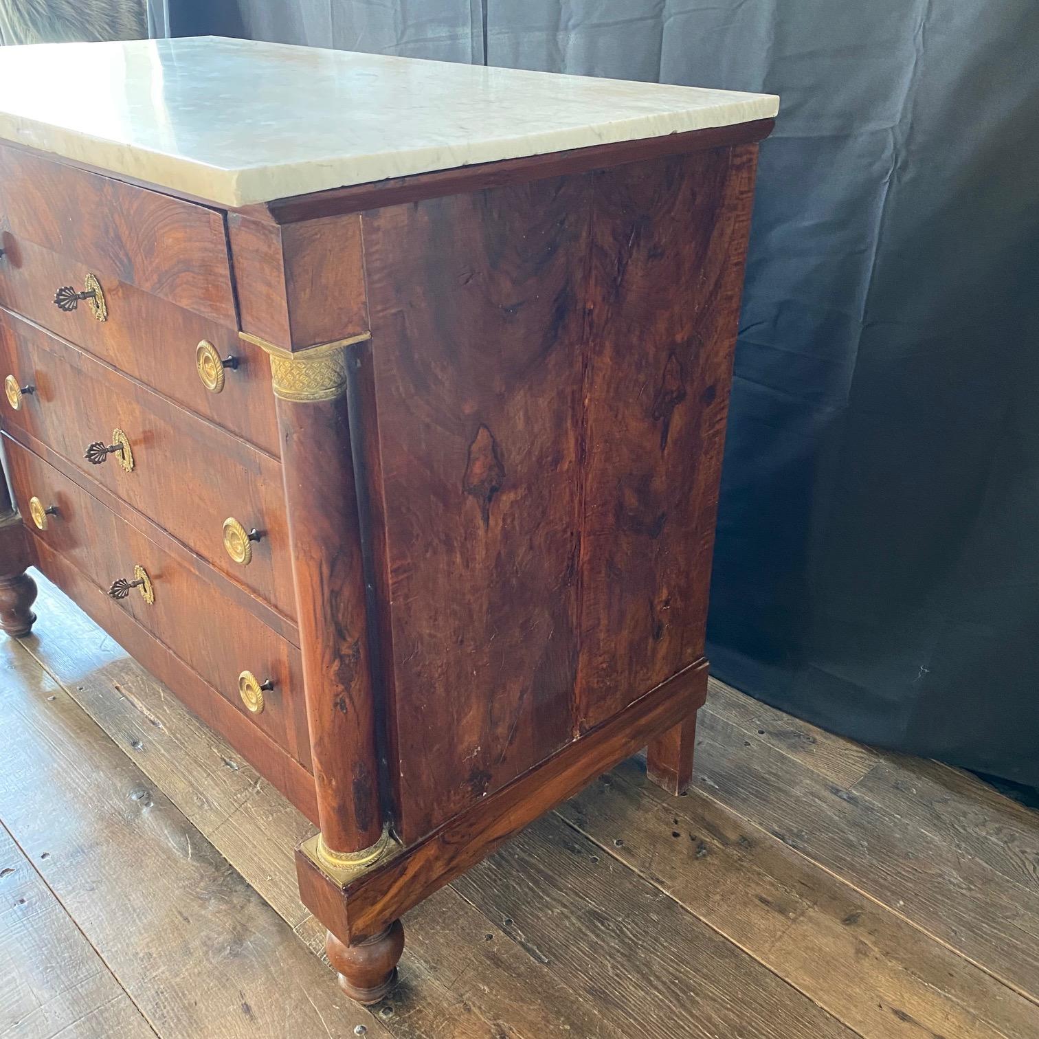 19th Century French Neoclassical Marble Top Commode or Chest of Drawers  For Sale 1