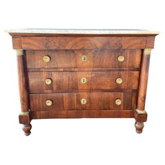 Antique 19th Century French Neoclassical Marble Top Commode or Chest of Drawers 