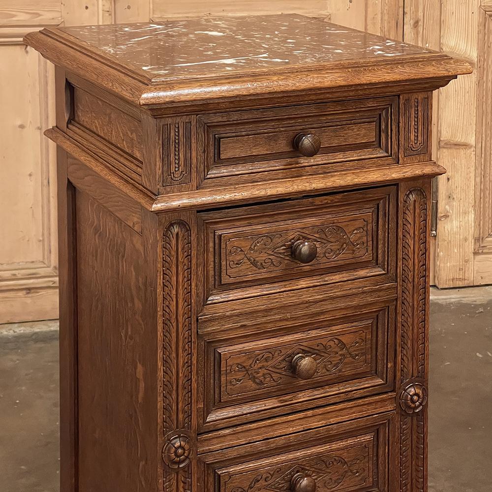 19th Century French Neoclassical Marble Top Nightstand For Sale 5