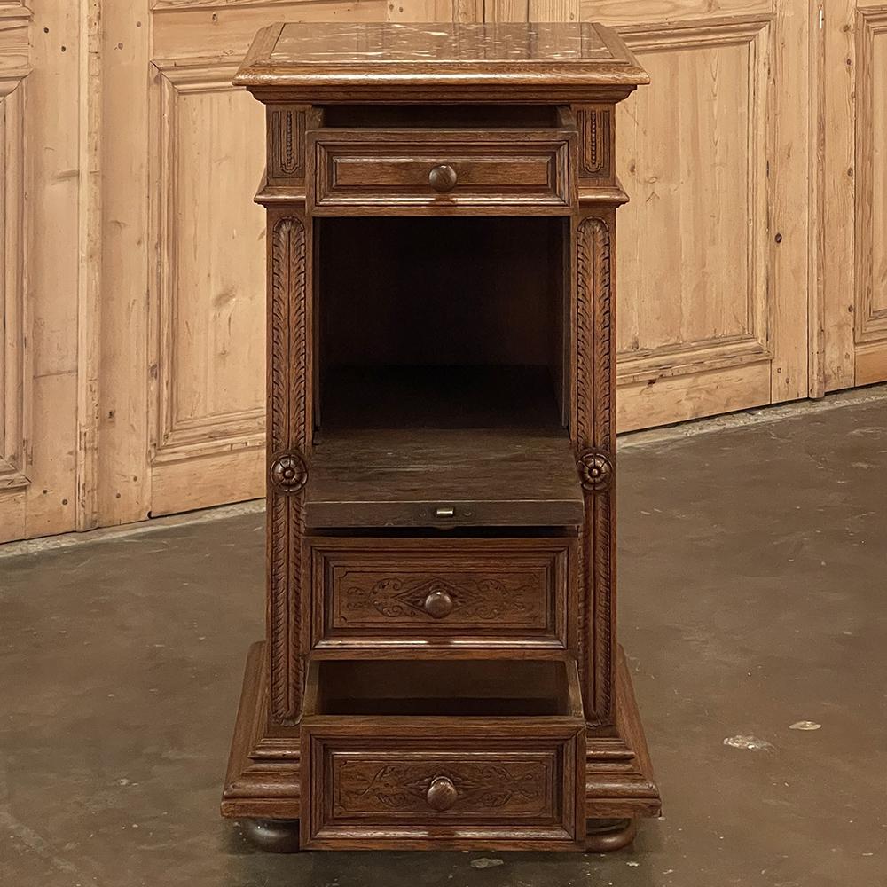 19th Century French Neoclassical Marble Top Nightstand In Good Condition For Sale In Dallas, TX