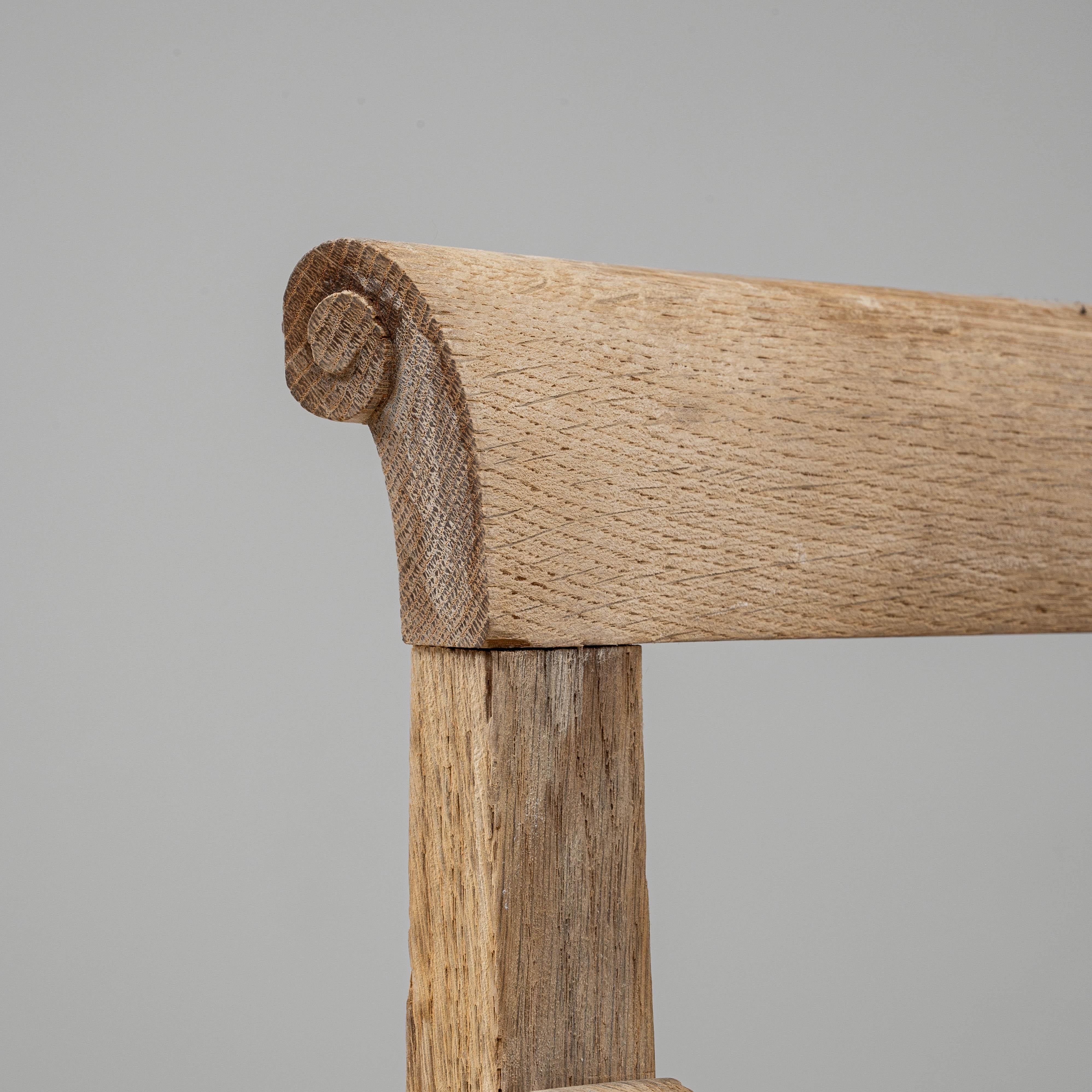 19th Century French Neoclassical Oak Upholstered Armchair With Lyre Back For Sale 8