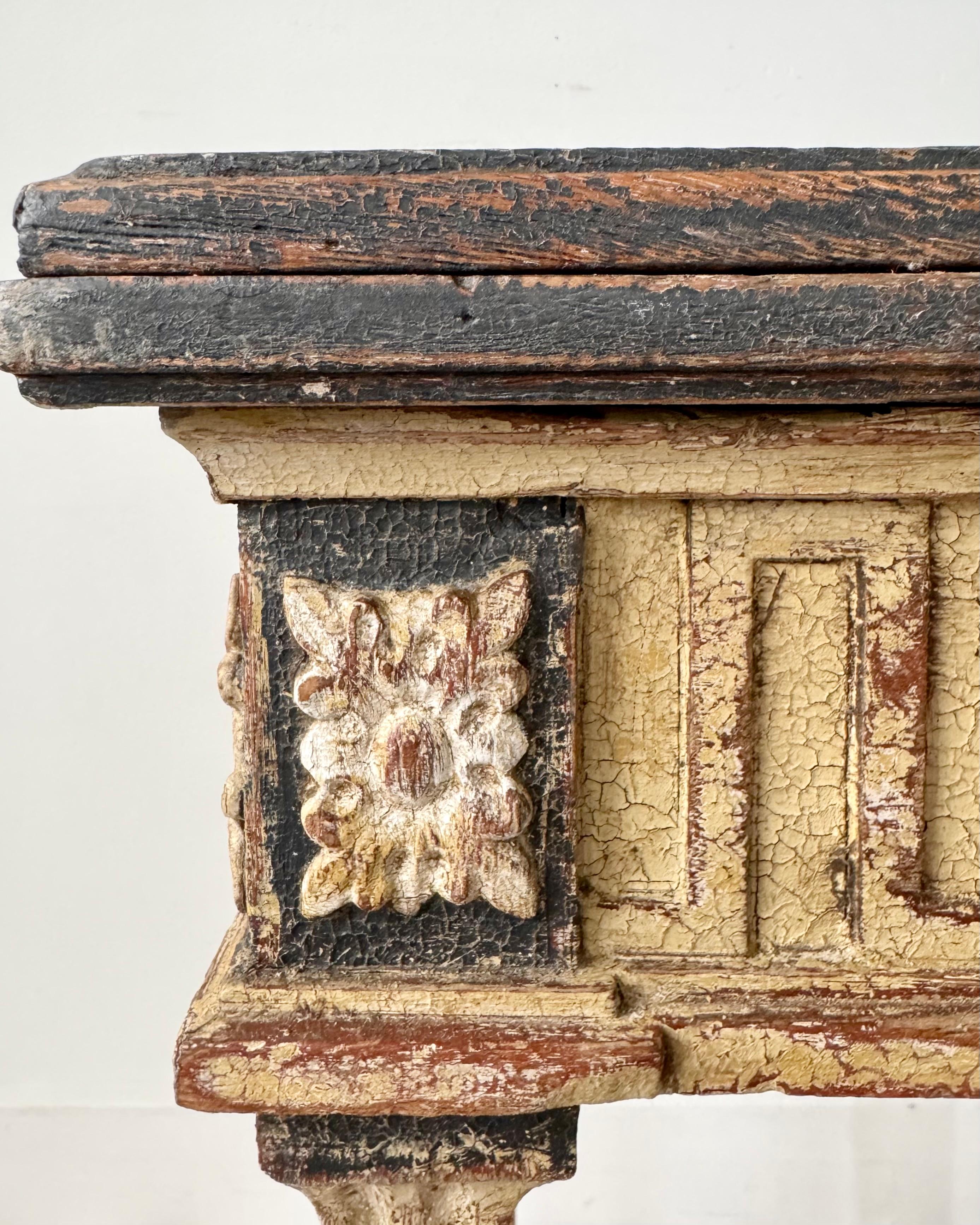 19th Century French Neoclassical Painted Console Table With Folding Top For Sale 6