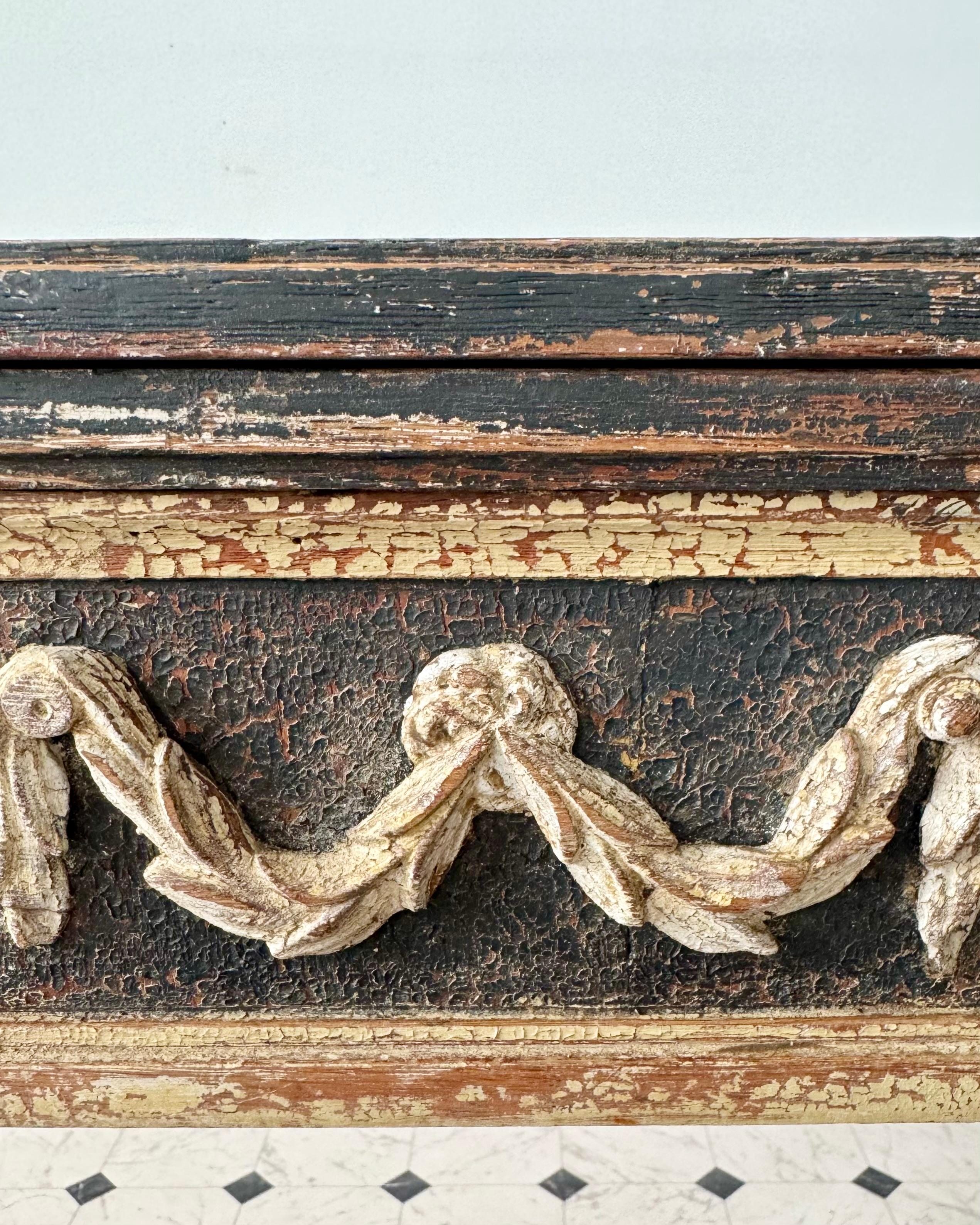 19th Century French Neoclassical Painted Console Table With Folding Top For Sale 8