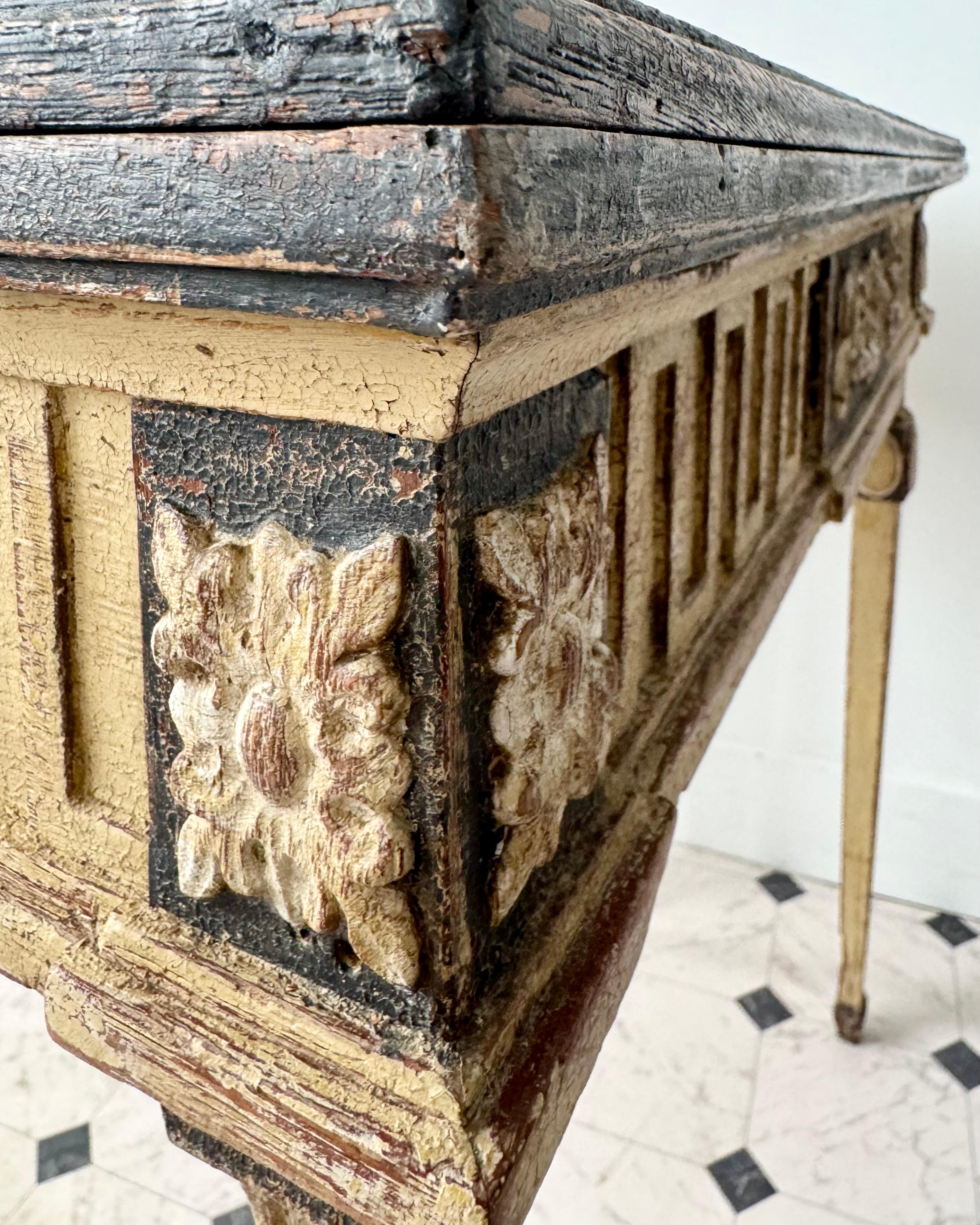 19th Century French Neoclassical Painted Console Table With Folding Top For Sale 10