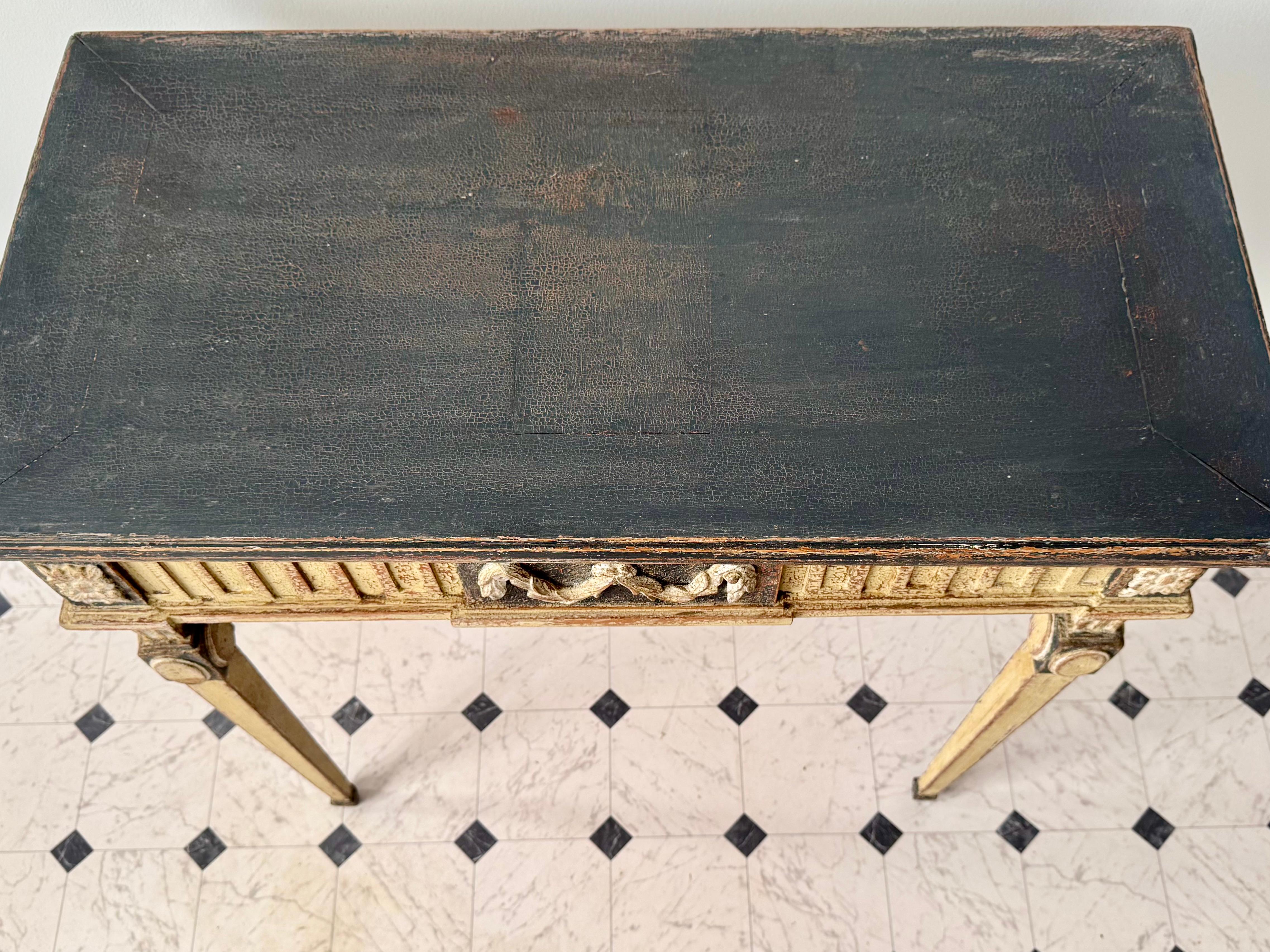 19th Century French Neoclassical Painted Console Table With Folding Top For Sale 11