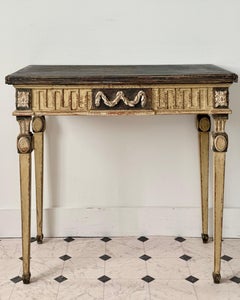 Table console peinte néoclassique française du 19e siècle avec plateau pliant