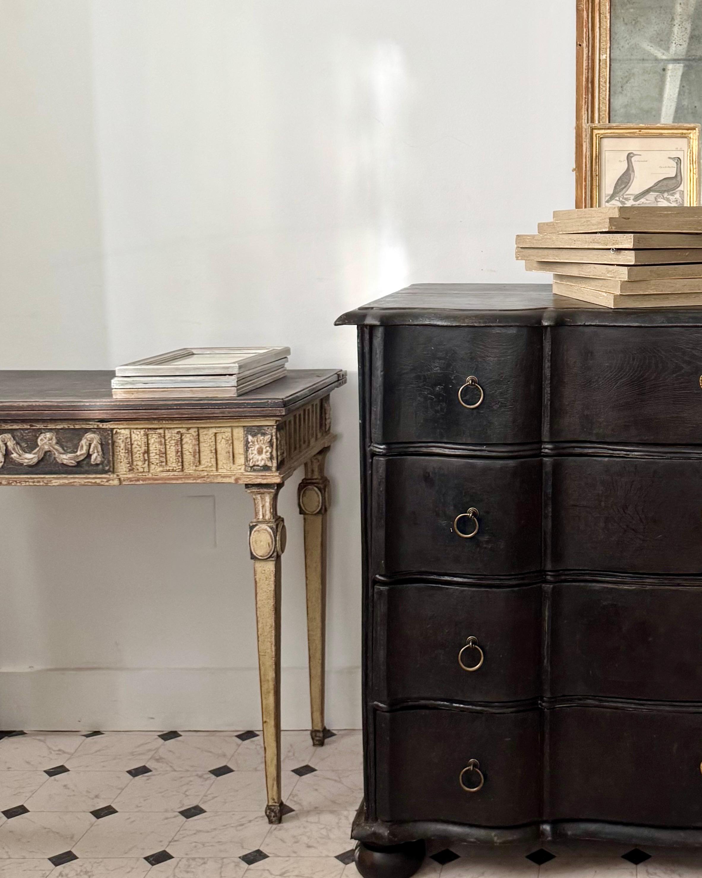 Wood 19th Century French Neoclassical Painted Console Table With Folding Top For Sale