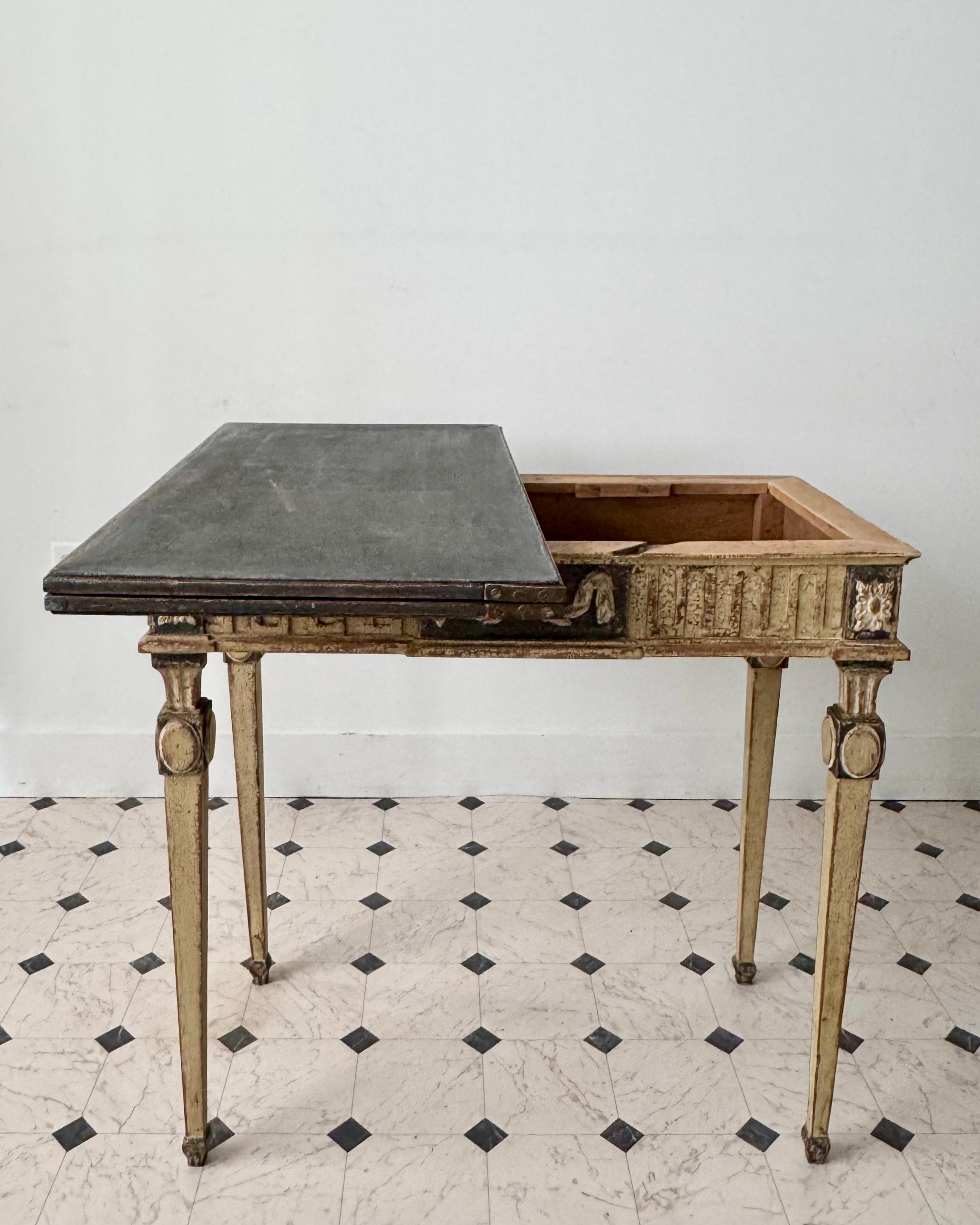 19th Century French Neoclassical Painted Console Table With Folding Top For Sale 3