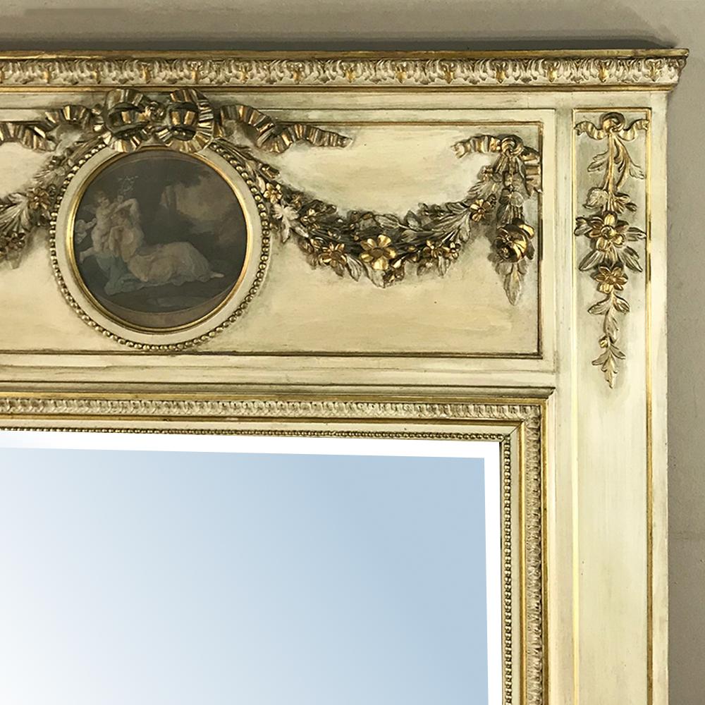19th Century French Neoclassical Painted Trumeau, ca. 1860 In Good Condition For Sale In Dallas, TX