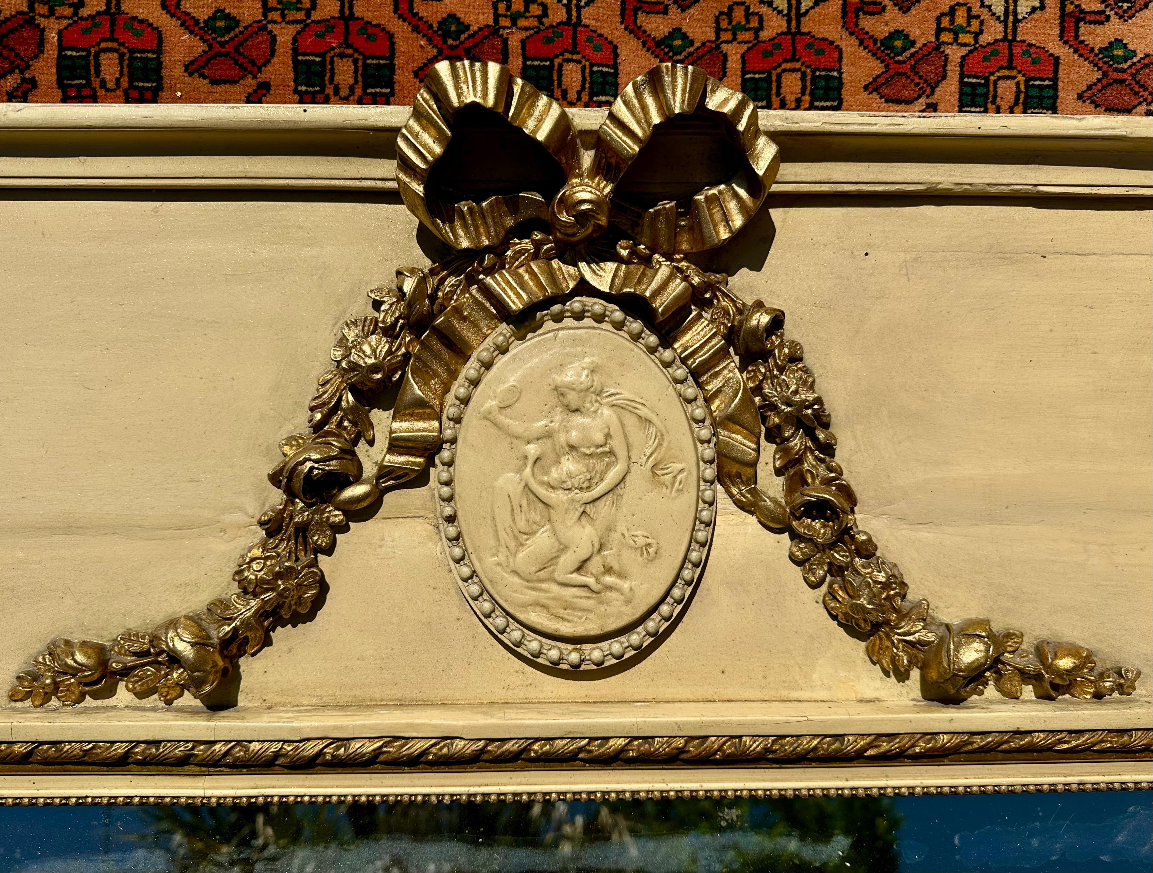 19th Century French Neoclassical Painted Trumeau ca. 1870. For Sale 6