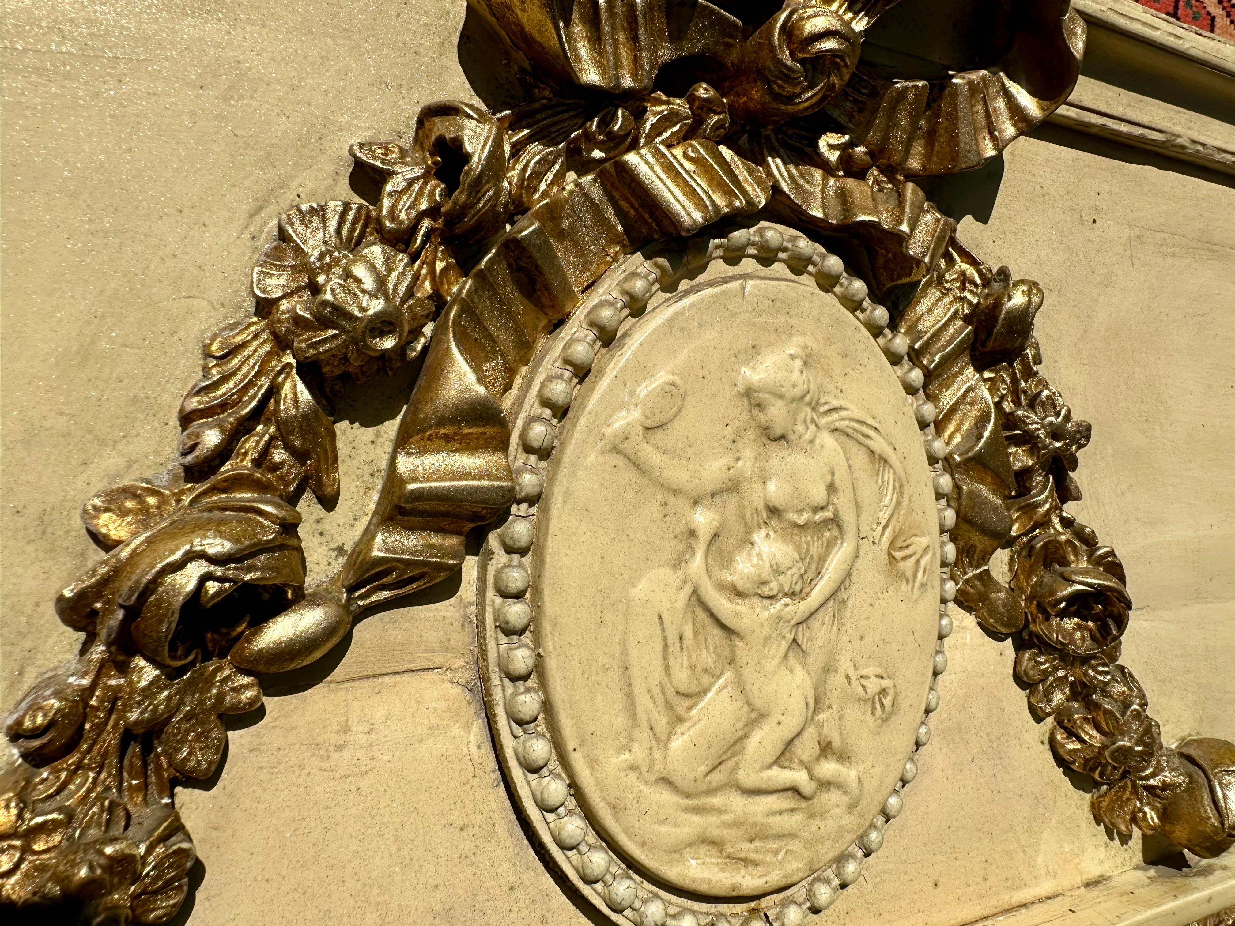 19th Century French Neoclassical Painted Trumeau ca. 1870. For Sale 7