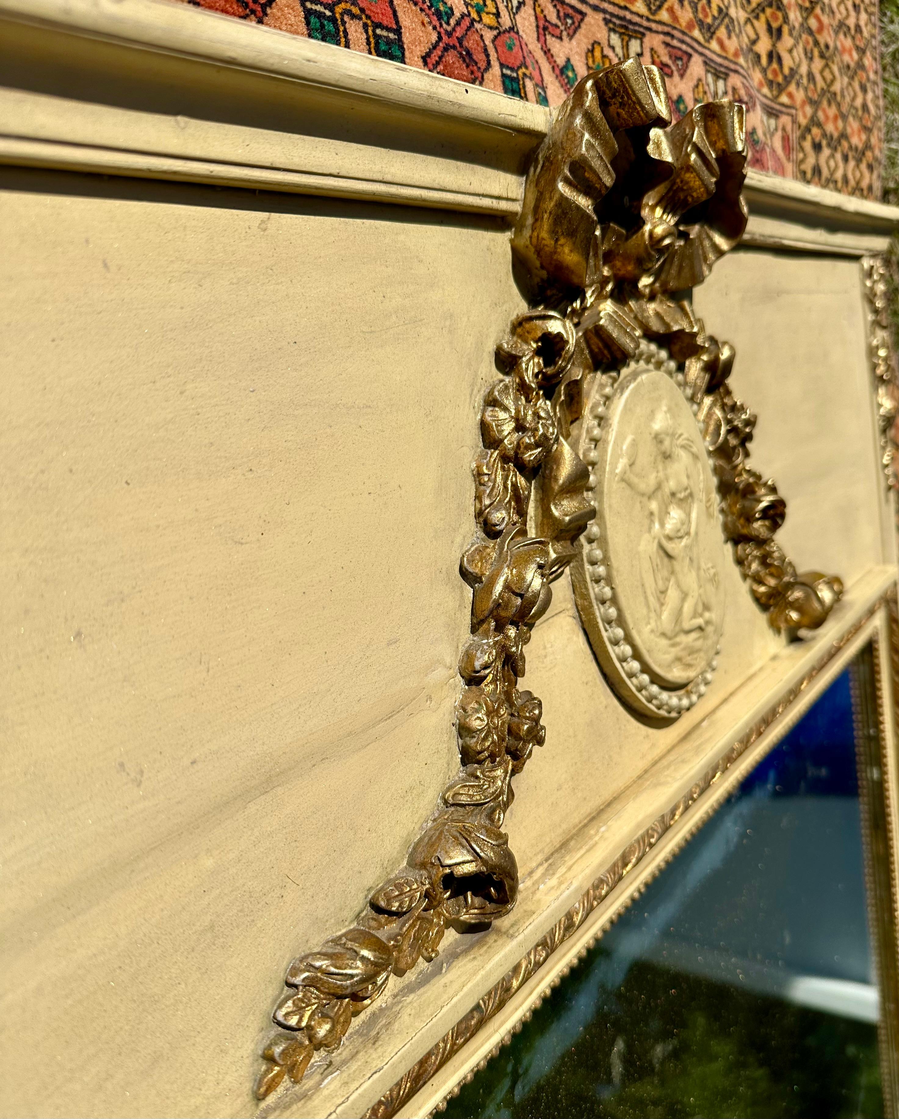 19th Century French Neoclassical Painted Trumeau ca. 1870. For Sale 9